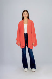 Orange Satin Cardigan