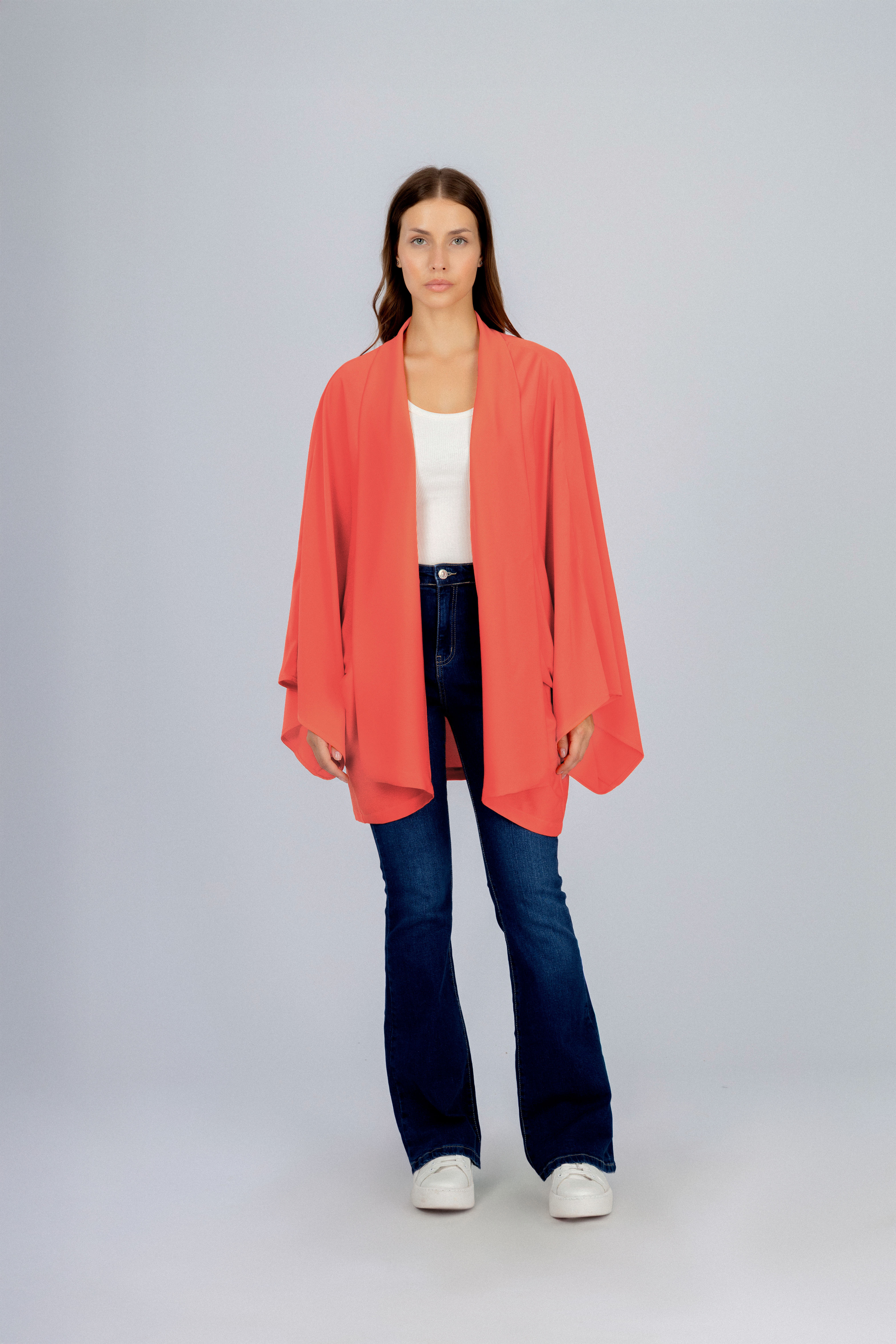 Orange Satin Cardigan