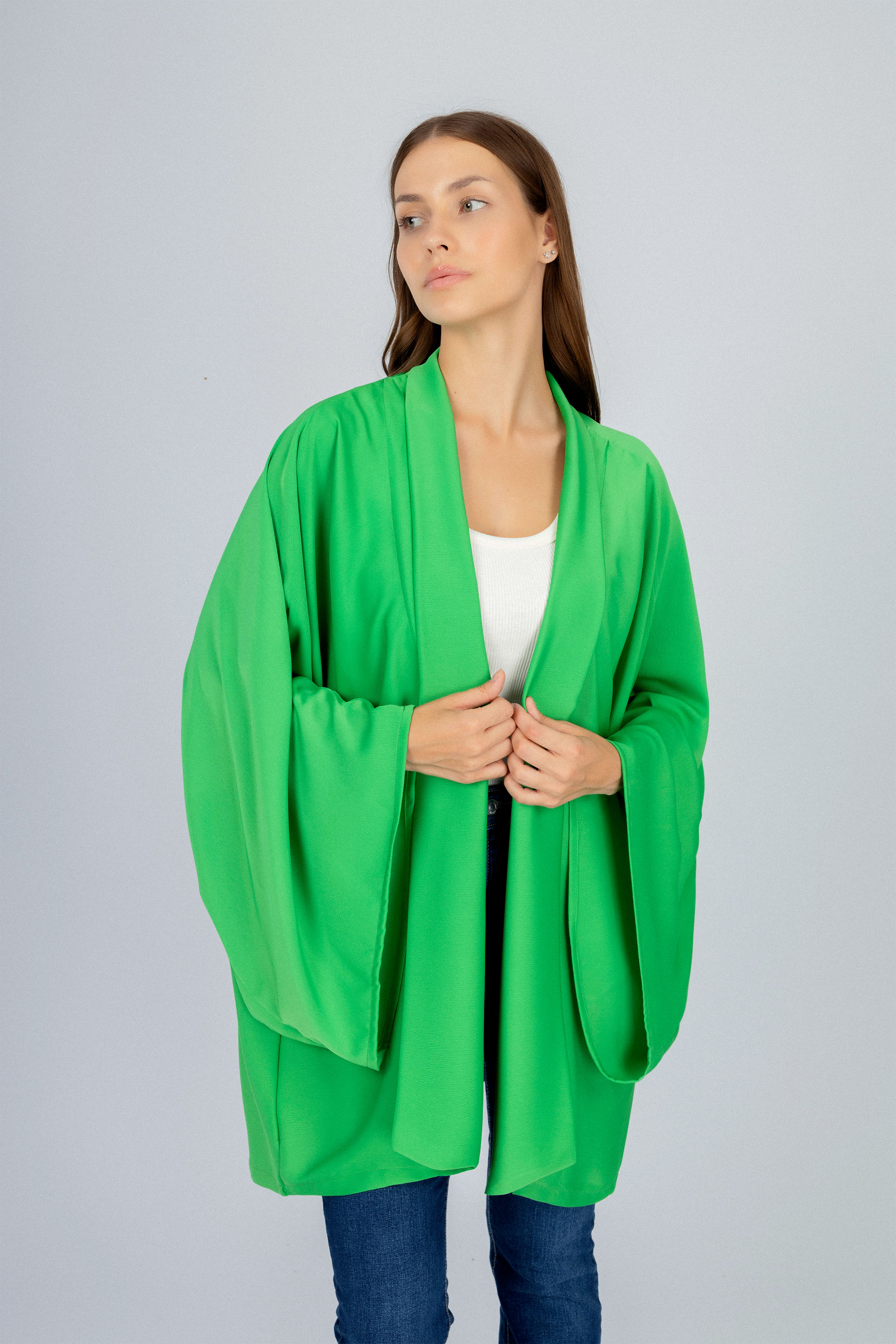 Green Satin Cardigan