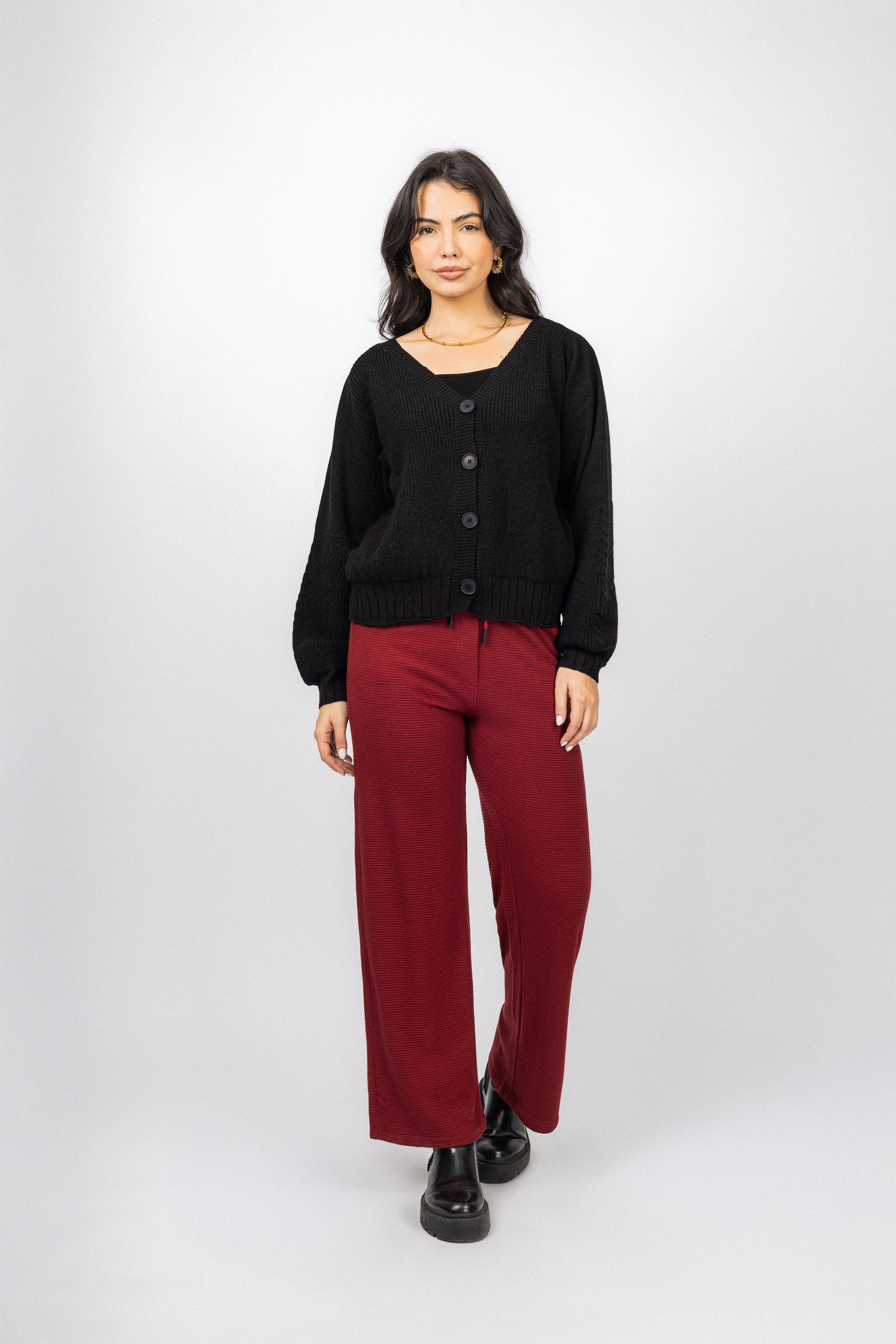 Black V neck Knitted Jacket