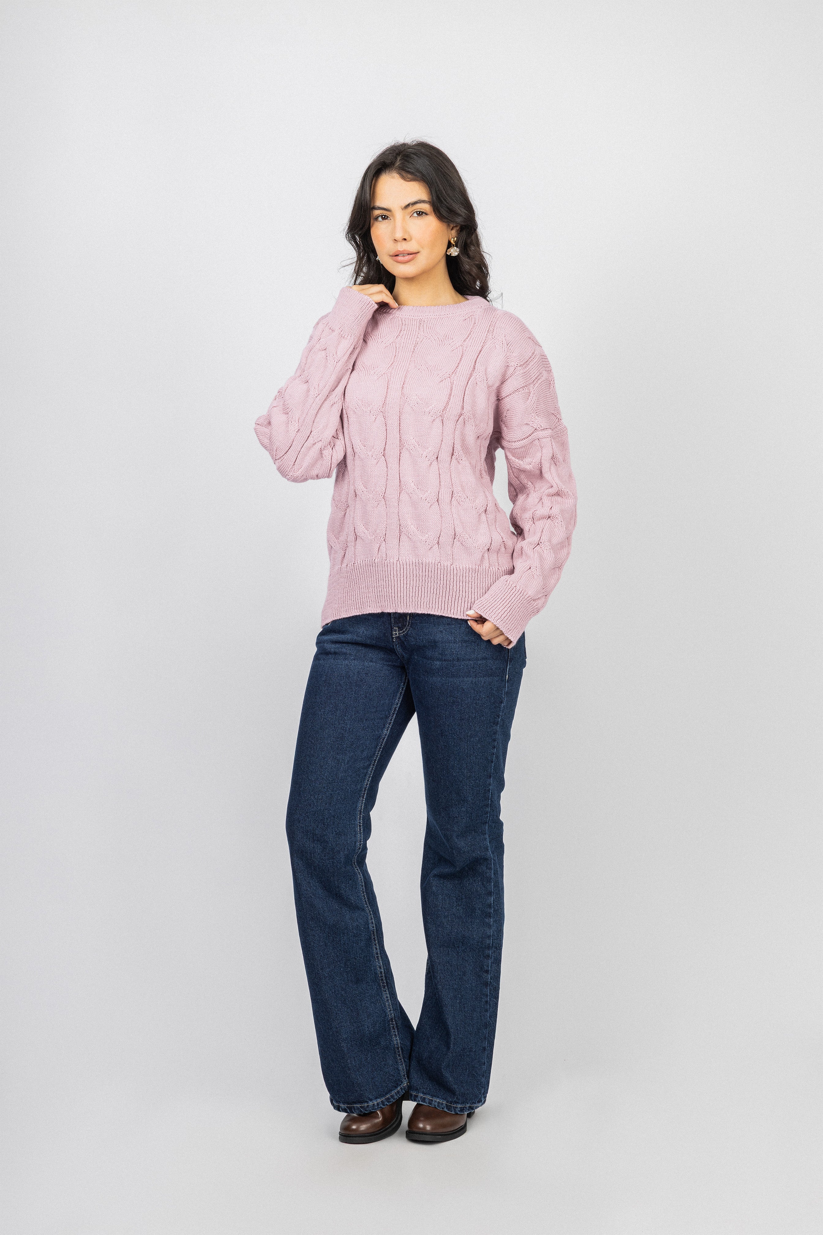 Rose Knitted Round Pullover