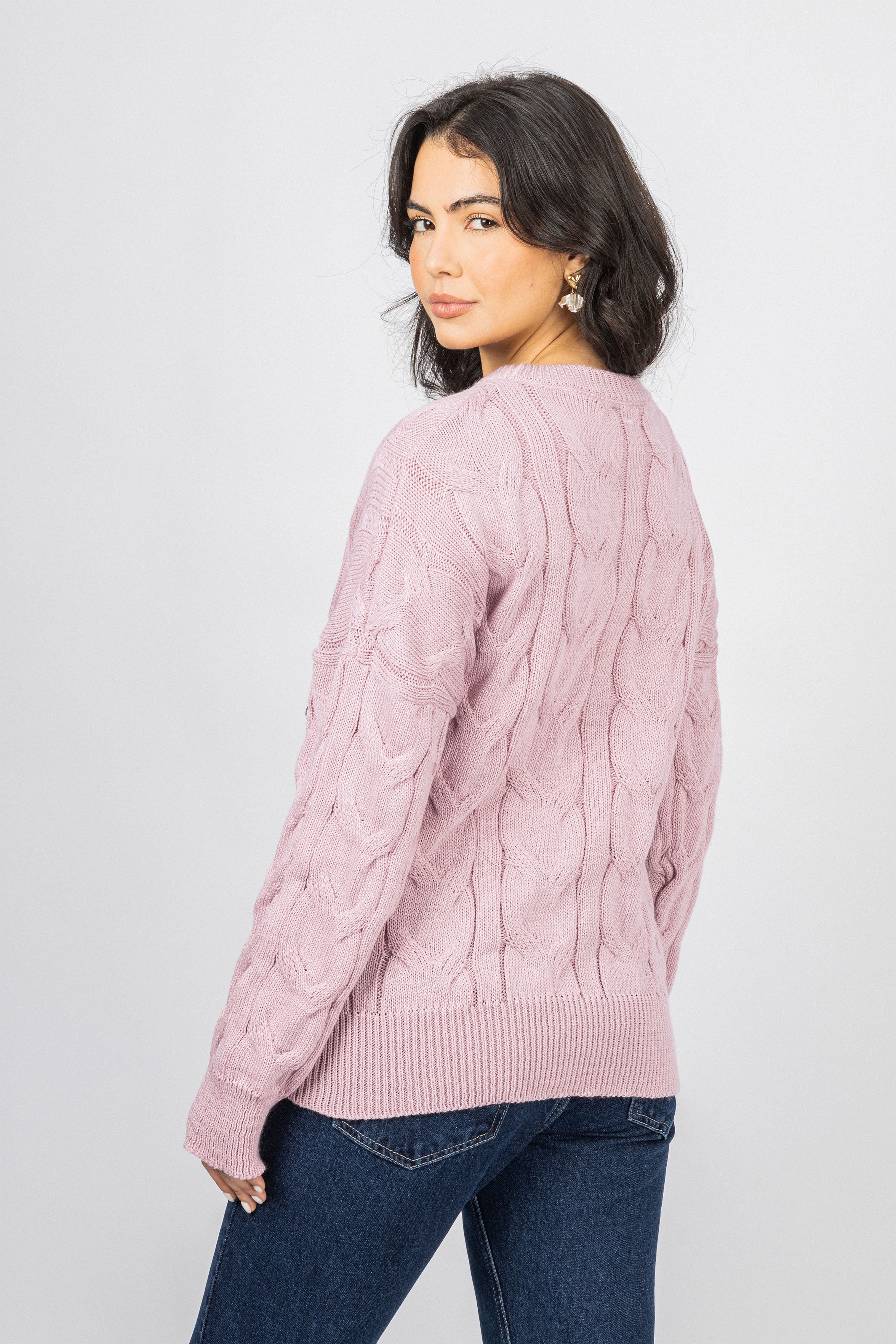Rose Knitted Round Pullover