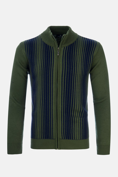 Jacquard Dark Green& Navy Knitted Jacket