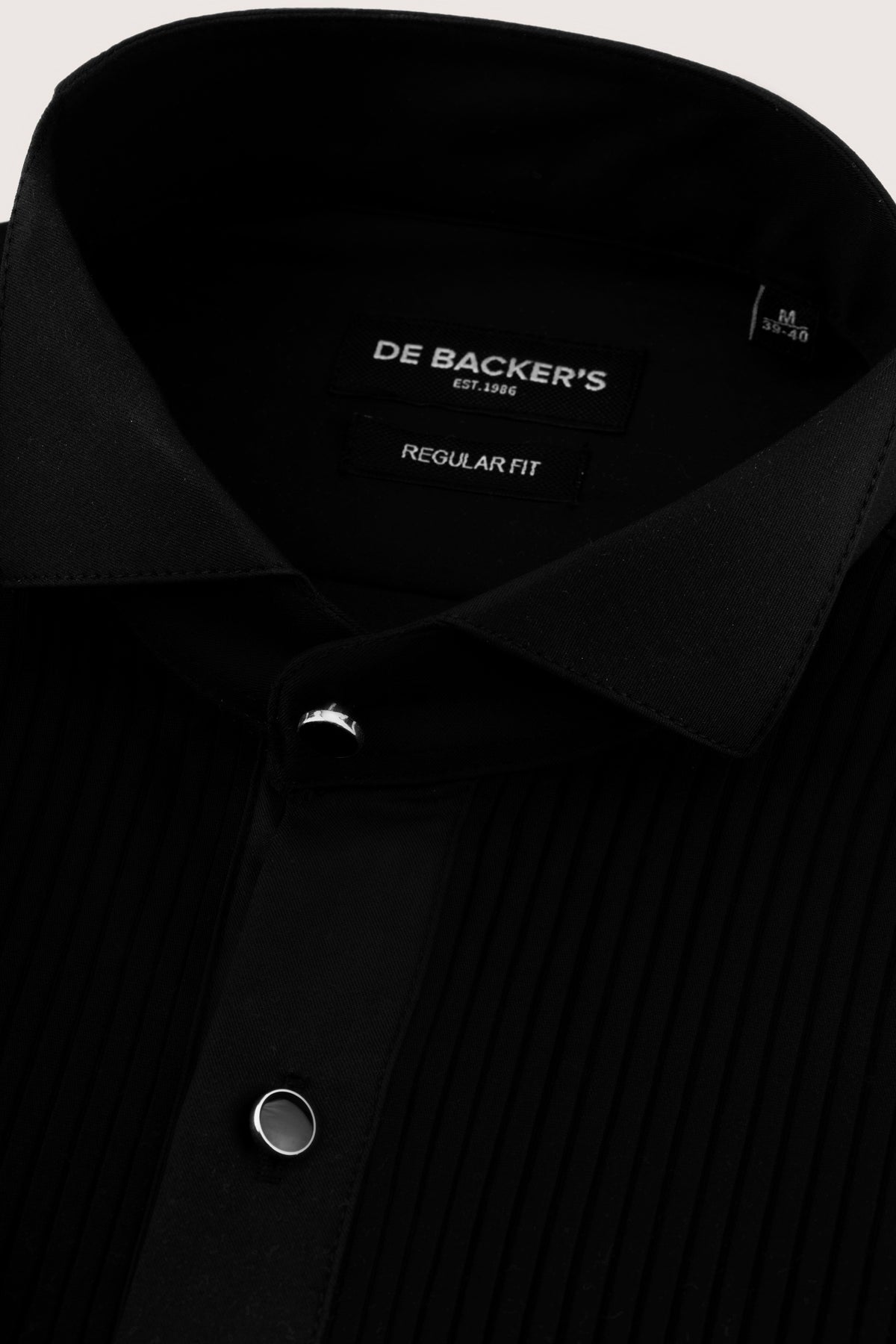 Black Plisse Tuxedo Shirt