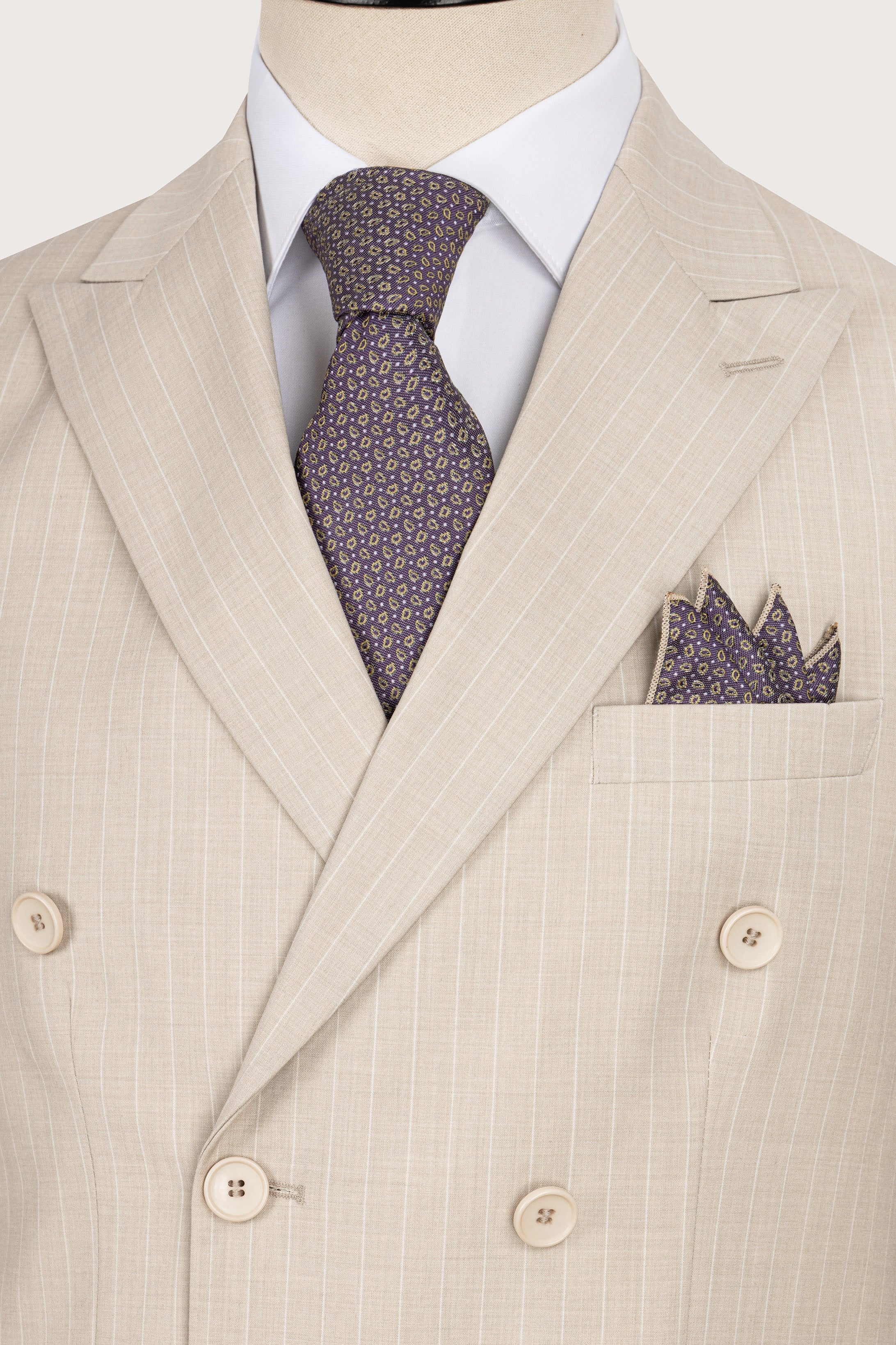 men's suit Egypt - Light Beige Double Breasted Suit - 2