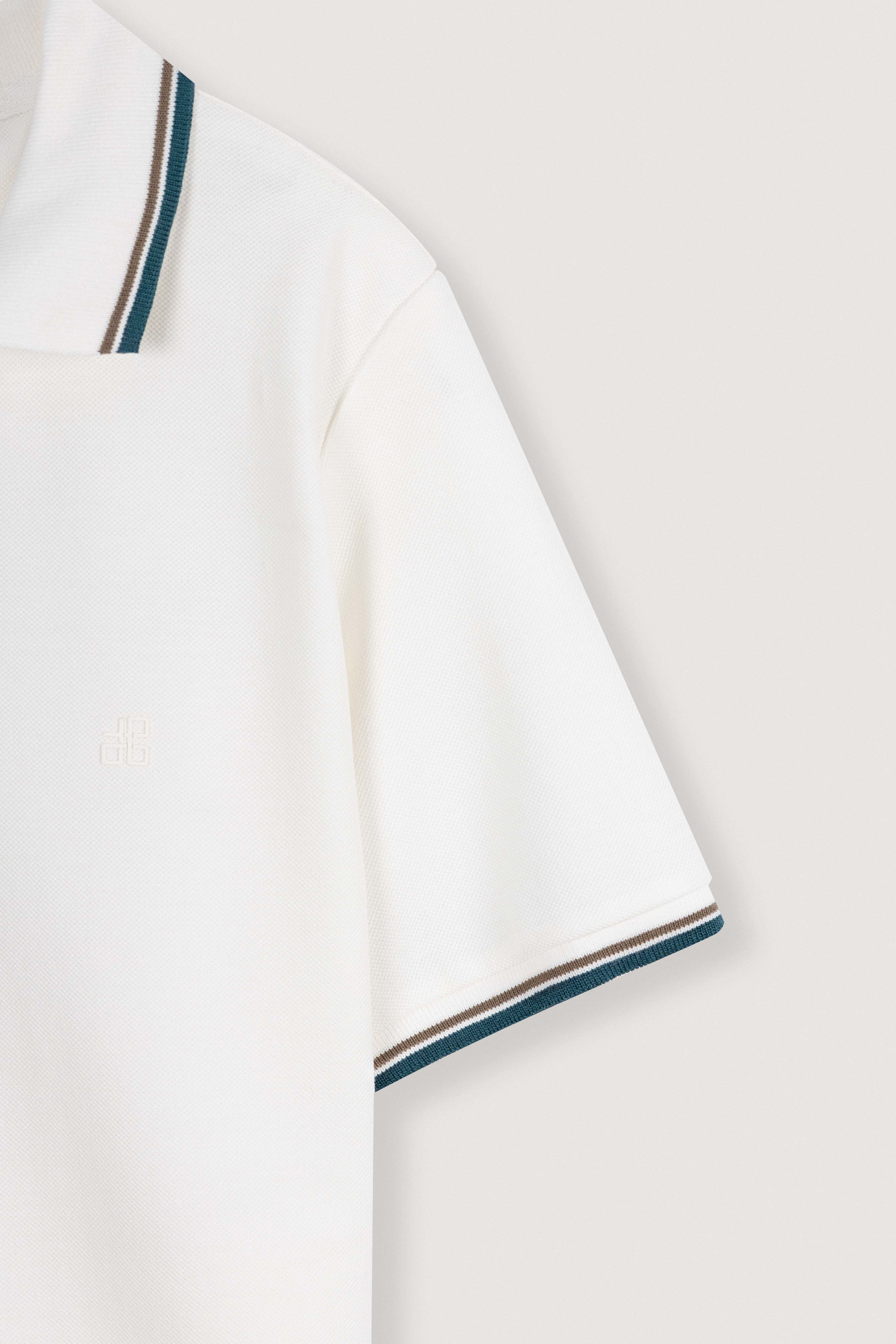 Off White Pique V neck Polo