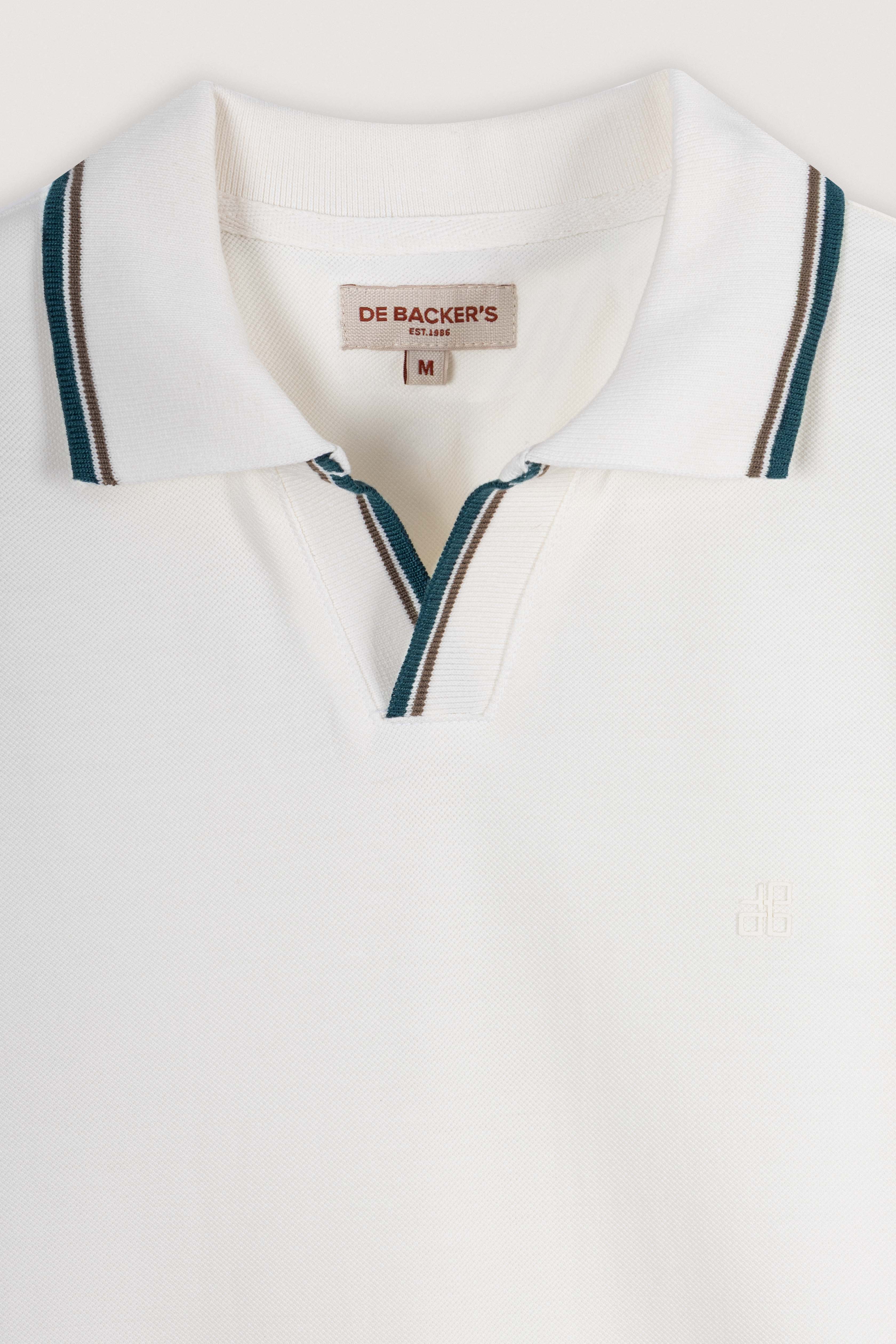 Off White Pique V neck Polo