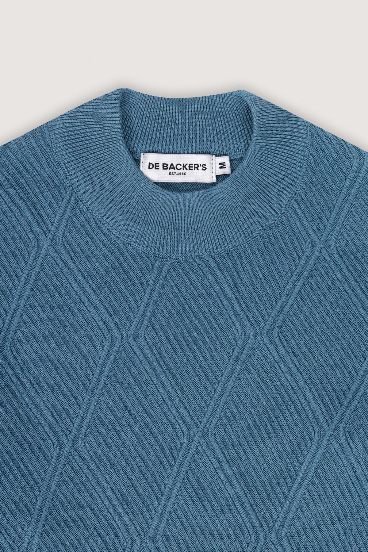 Steel Blue Half Cool Jacquard Pullover - De Backers - 2
