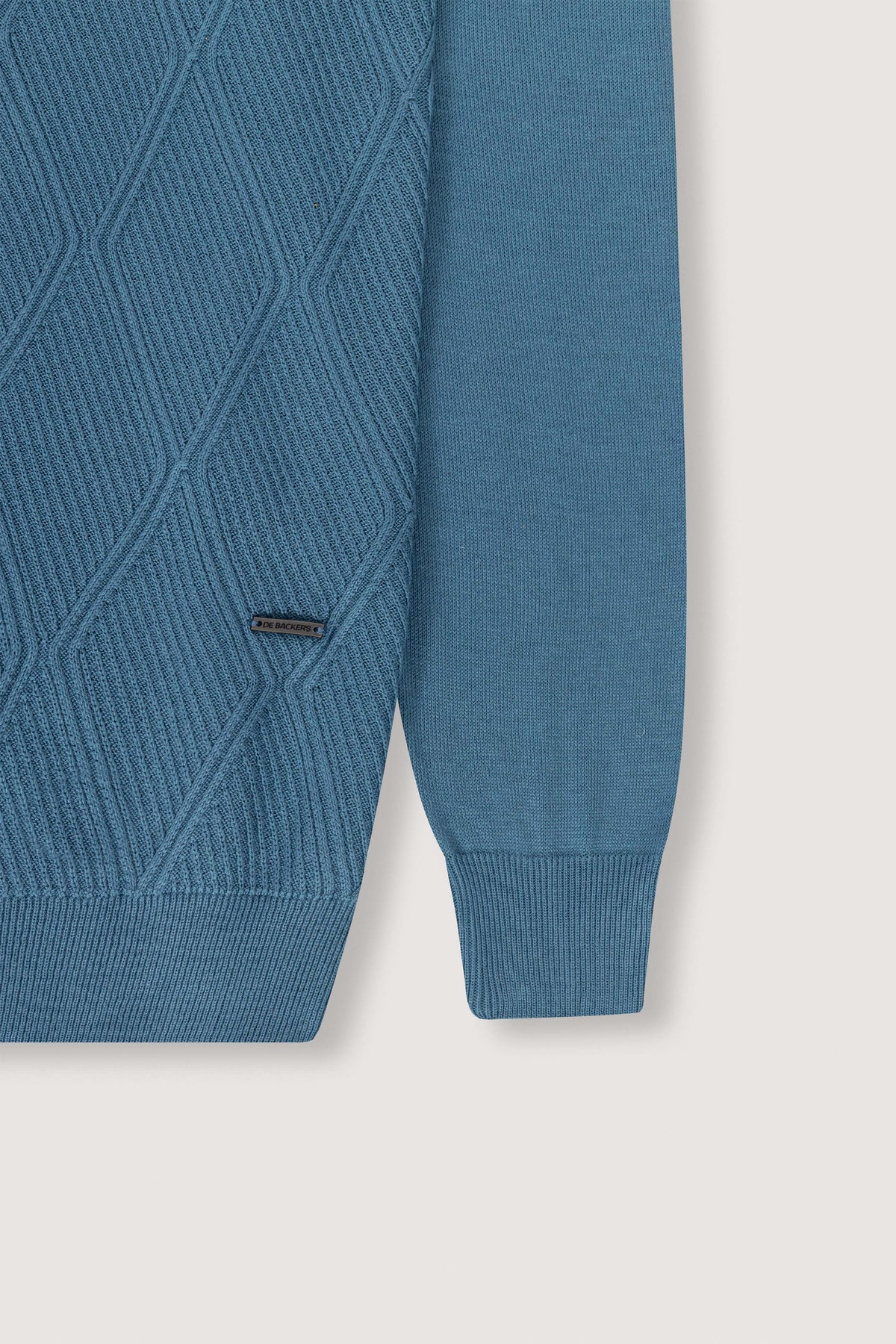 Steel Blue Half Cool Jacquard Pullover - De Backers - 3