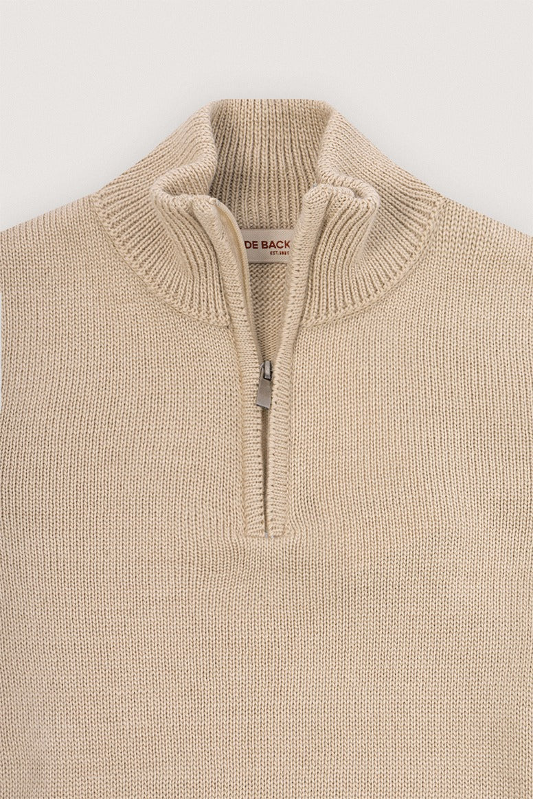 Off White High-Neck Zipper Sweater - De Backers - 2
