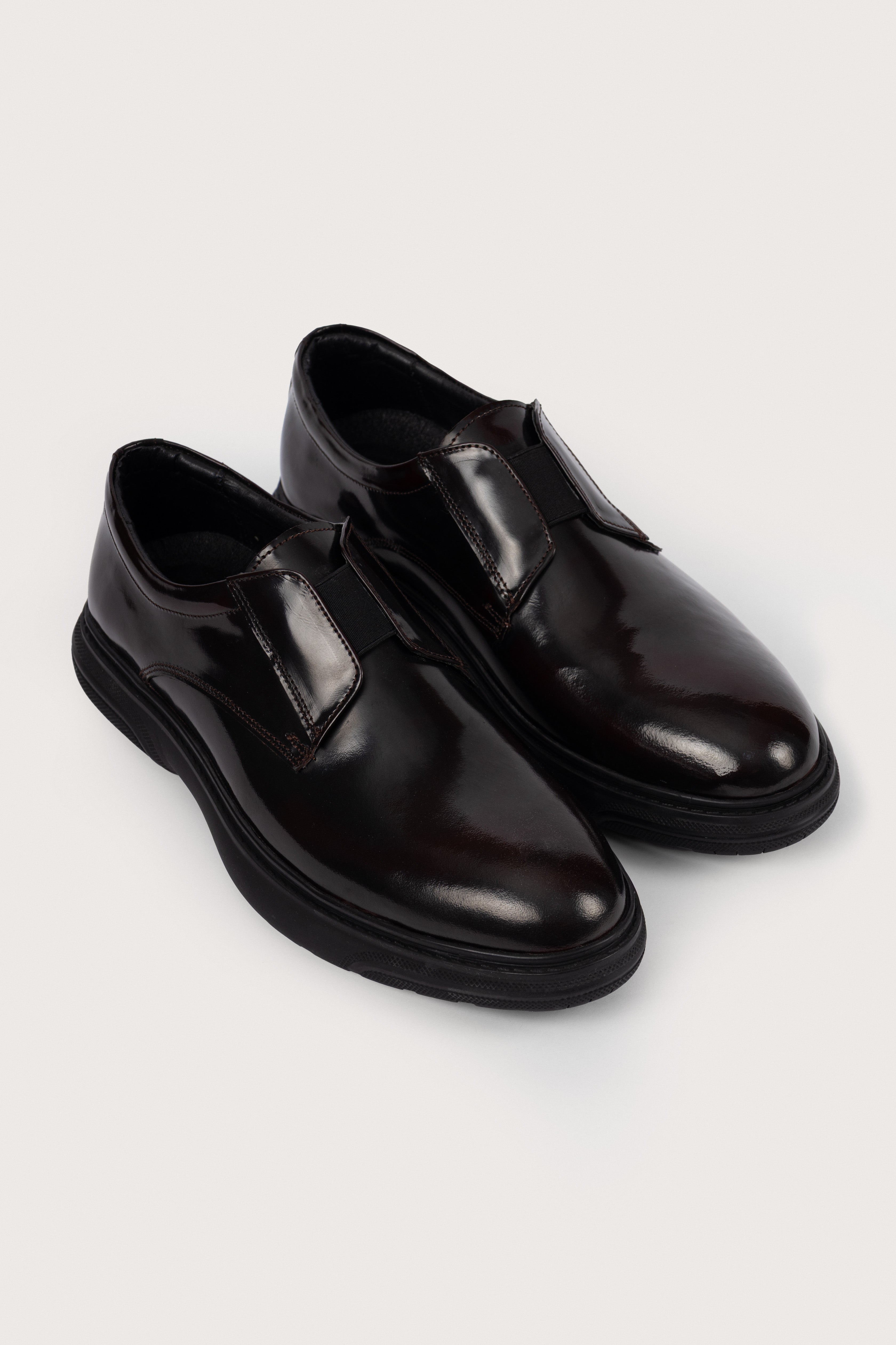 men's leather shoes Egypt - Black Elastic Slip-On Shoes - 1