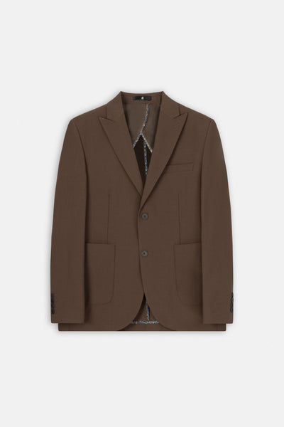 Brown Casual Linen Blend Blazer