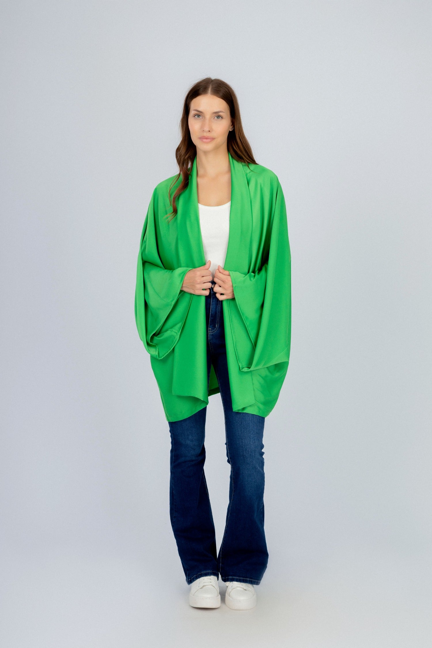 Green Satin Cardigan