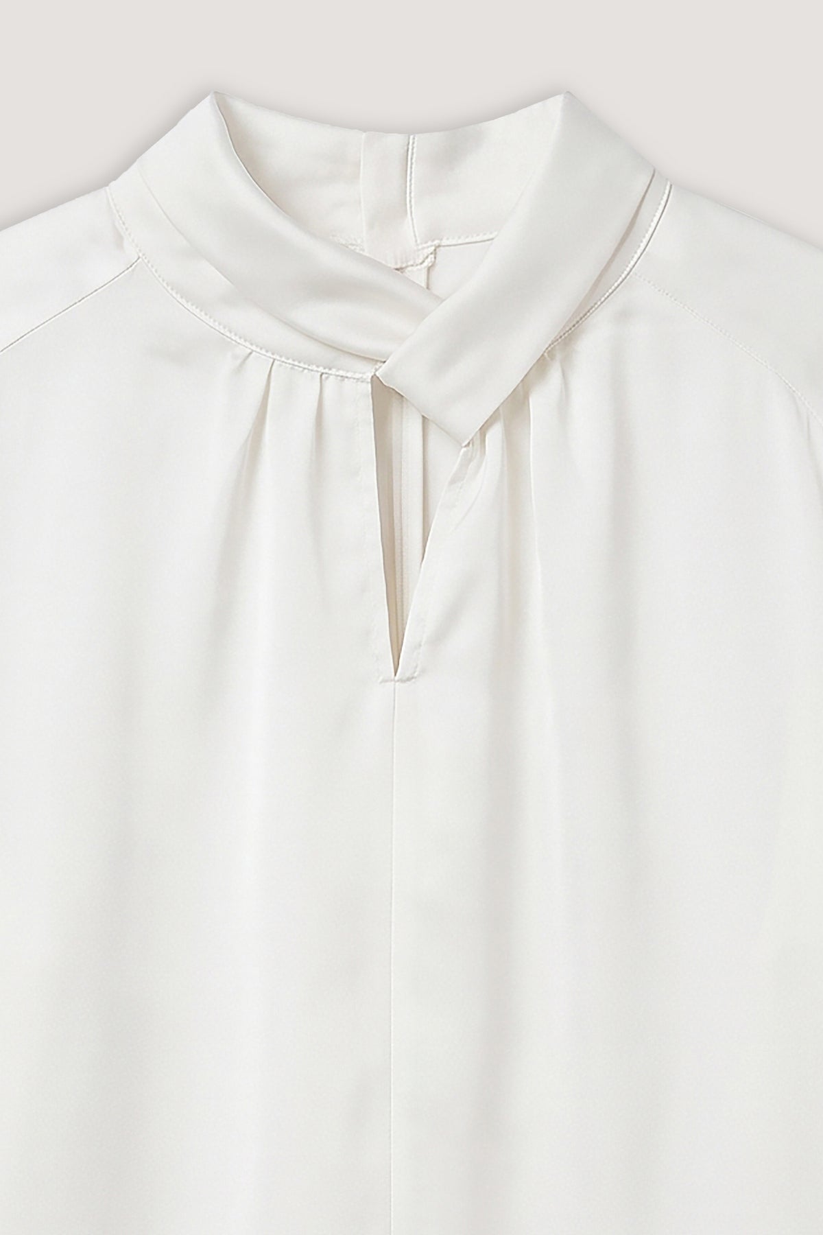 women's blouse Egypt - White Twist-Neck Satin Blouse - 2