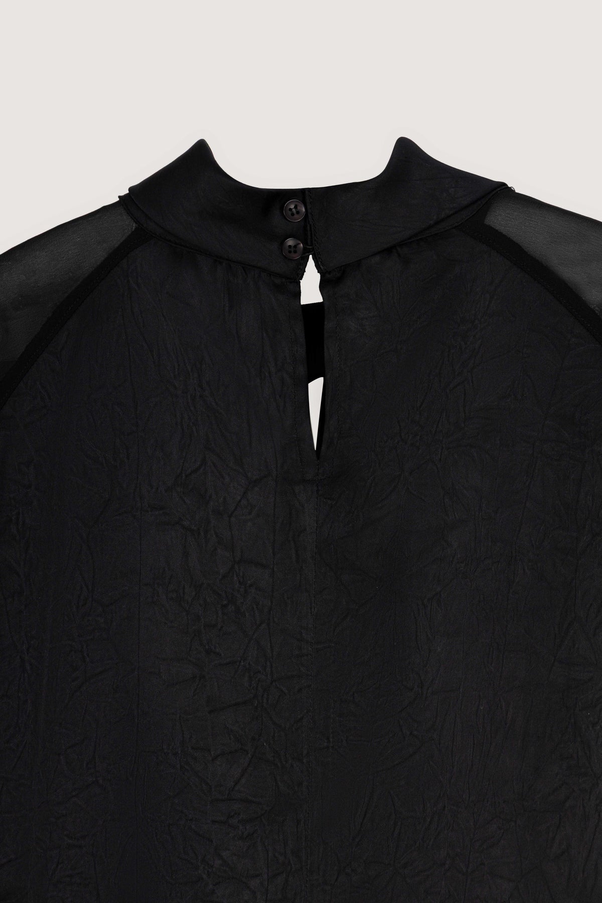 women's blouse Egypt - Black Chiffon-Sleeve Satin Blouse - 4