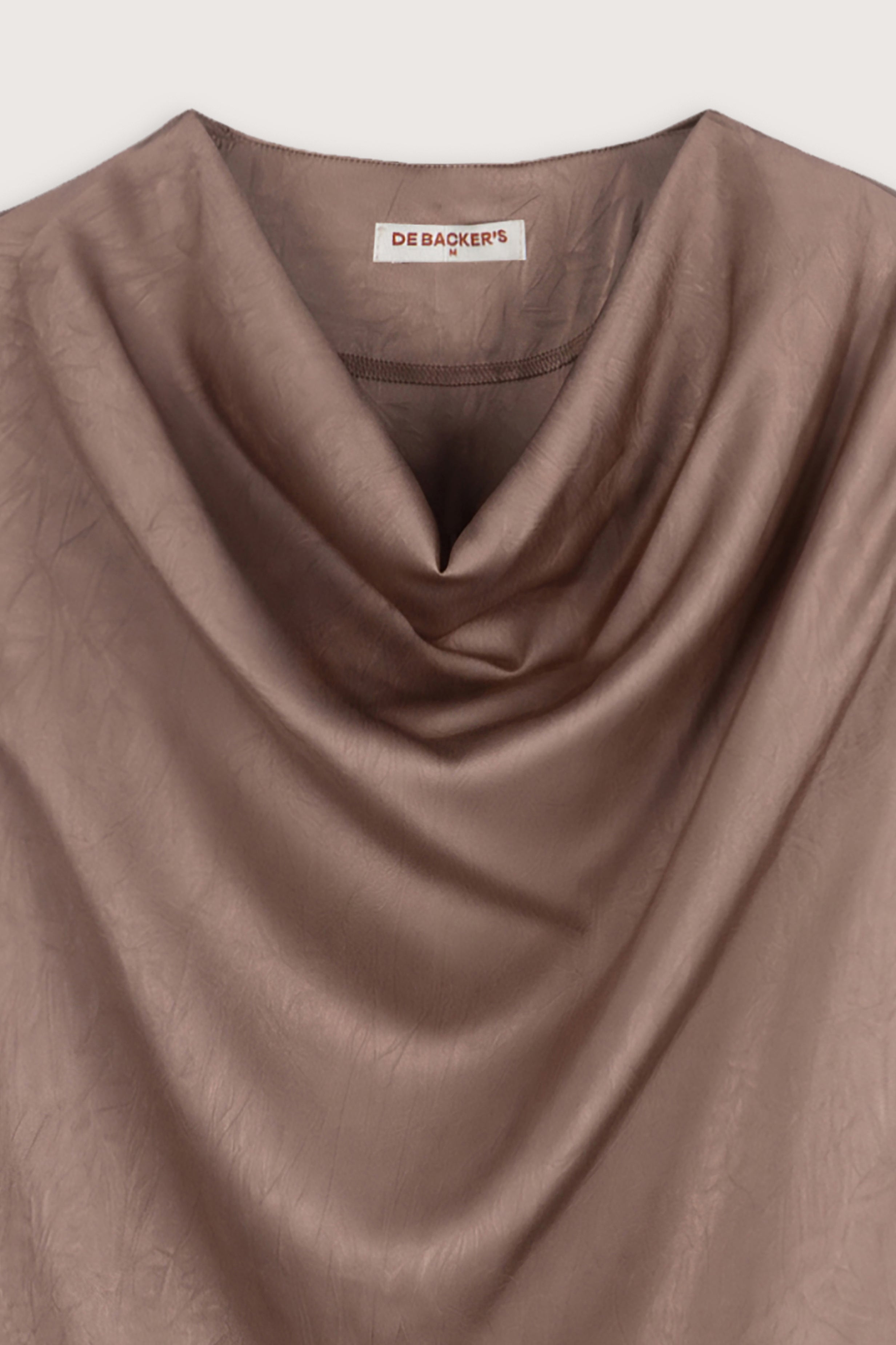 women's blouse Egypt - Coffee Cowl-Neck Satin Blouse - 2