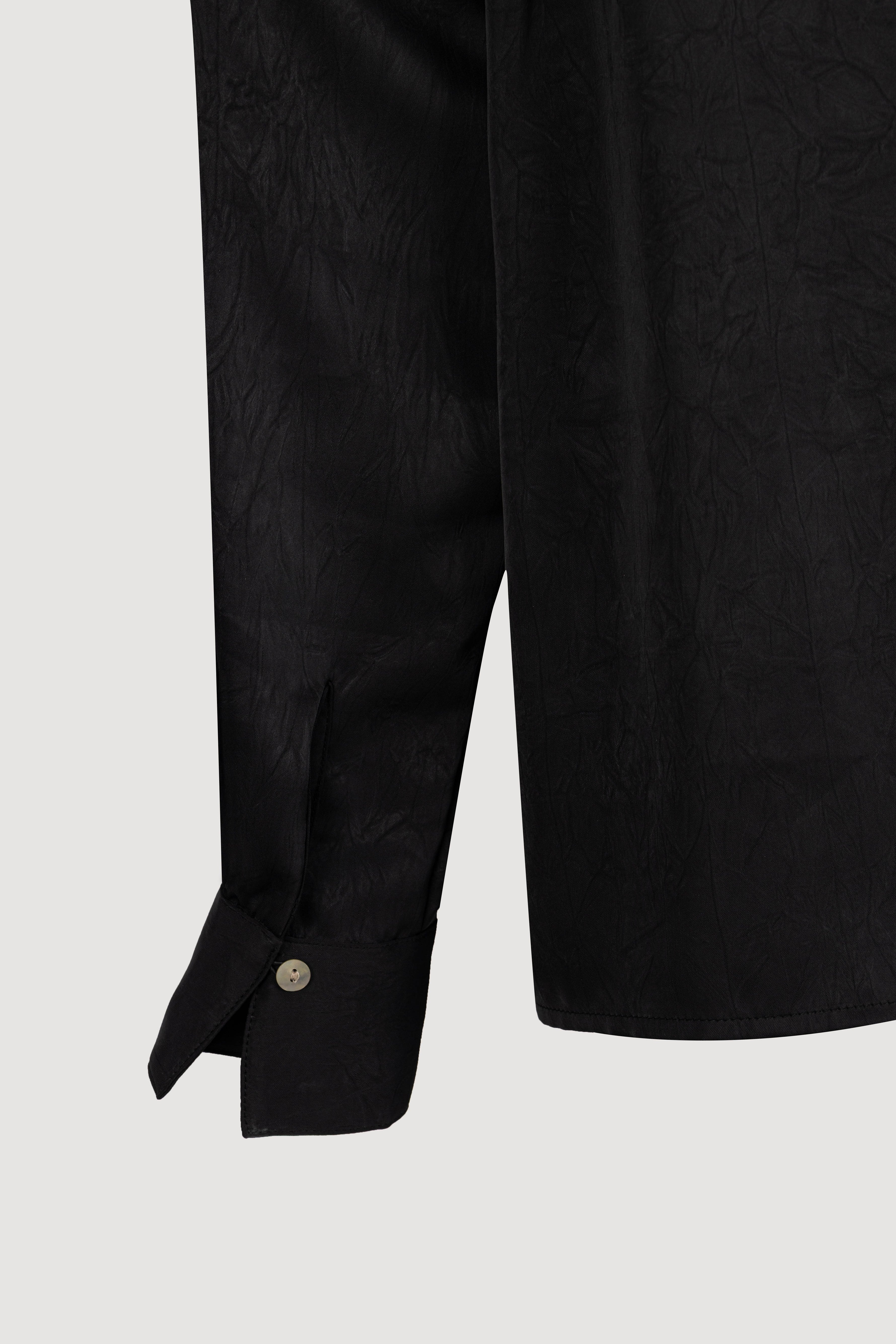 women's blouse Egypt - Black Cowl-Neck Satin Blouse - 4