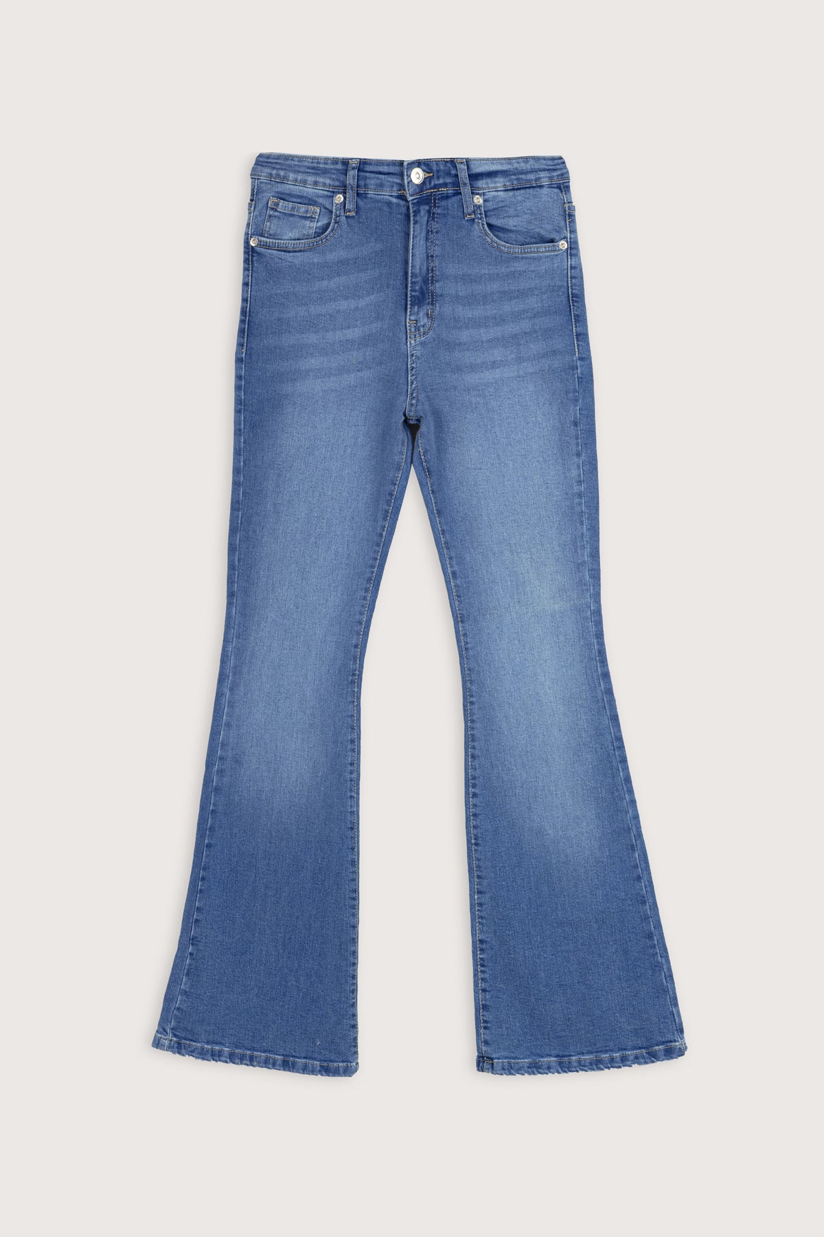 Medium Blue Wash Flare-Leg Women's Jeans Pants - 1