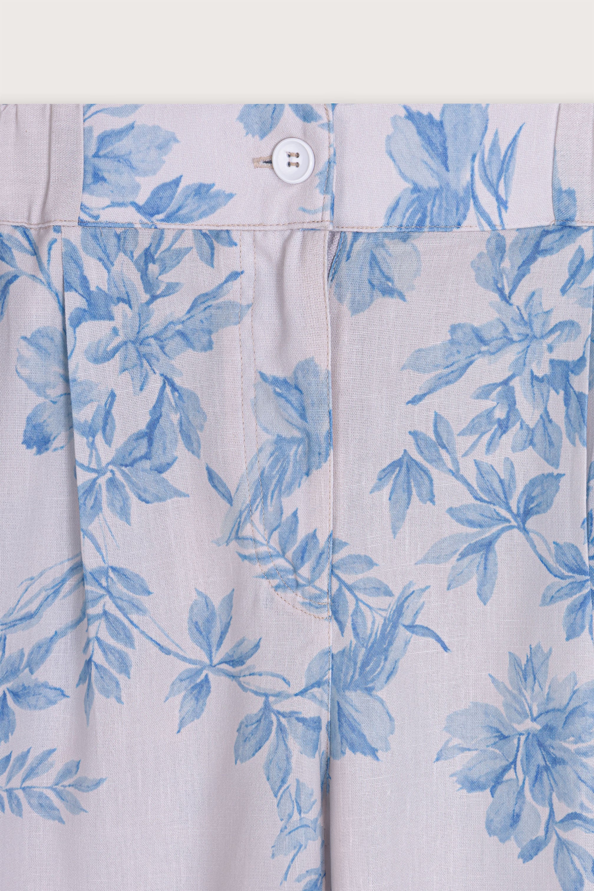 women's linen pants Egypt - Sky Blue Floral Linen Trousers - 2