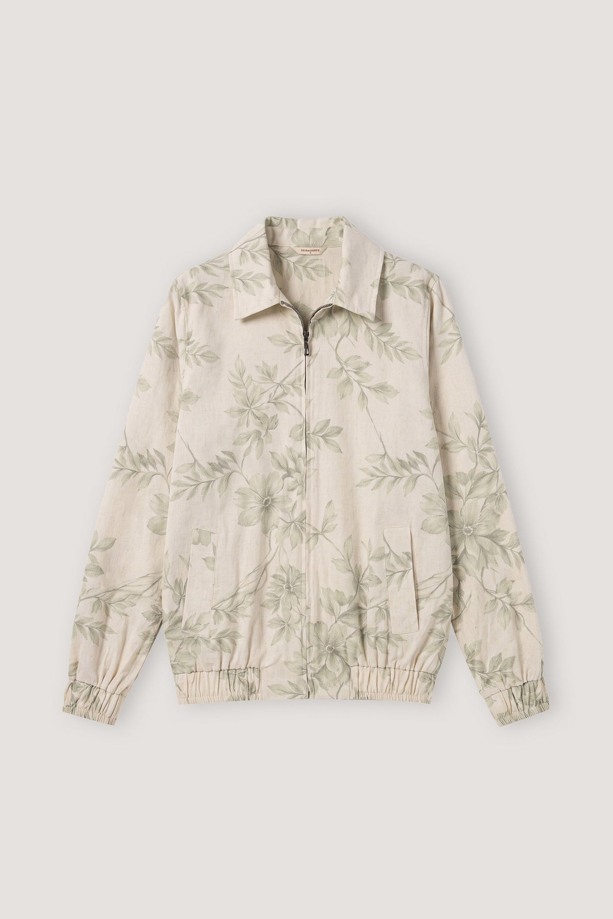 women's linen jacket Egypt - Light Olive Floral Linen Jacket - 1