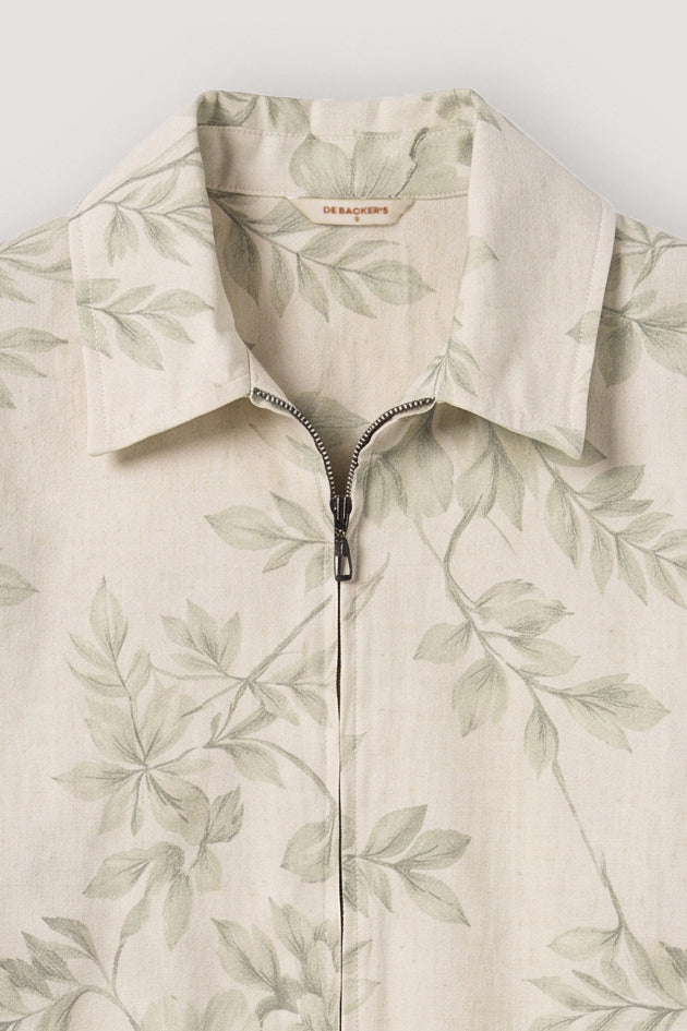 women's linen jacket Egypt - Light Olive Floral Linen Jacket - 5