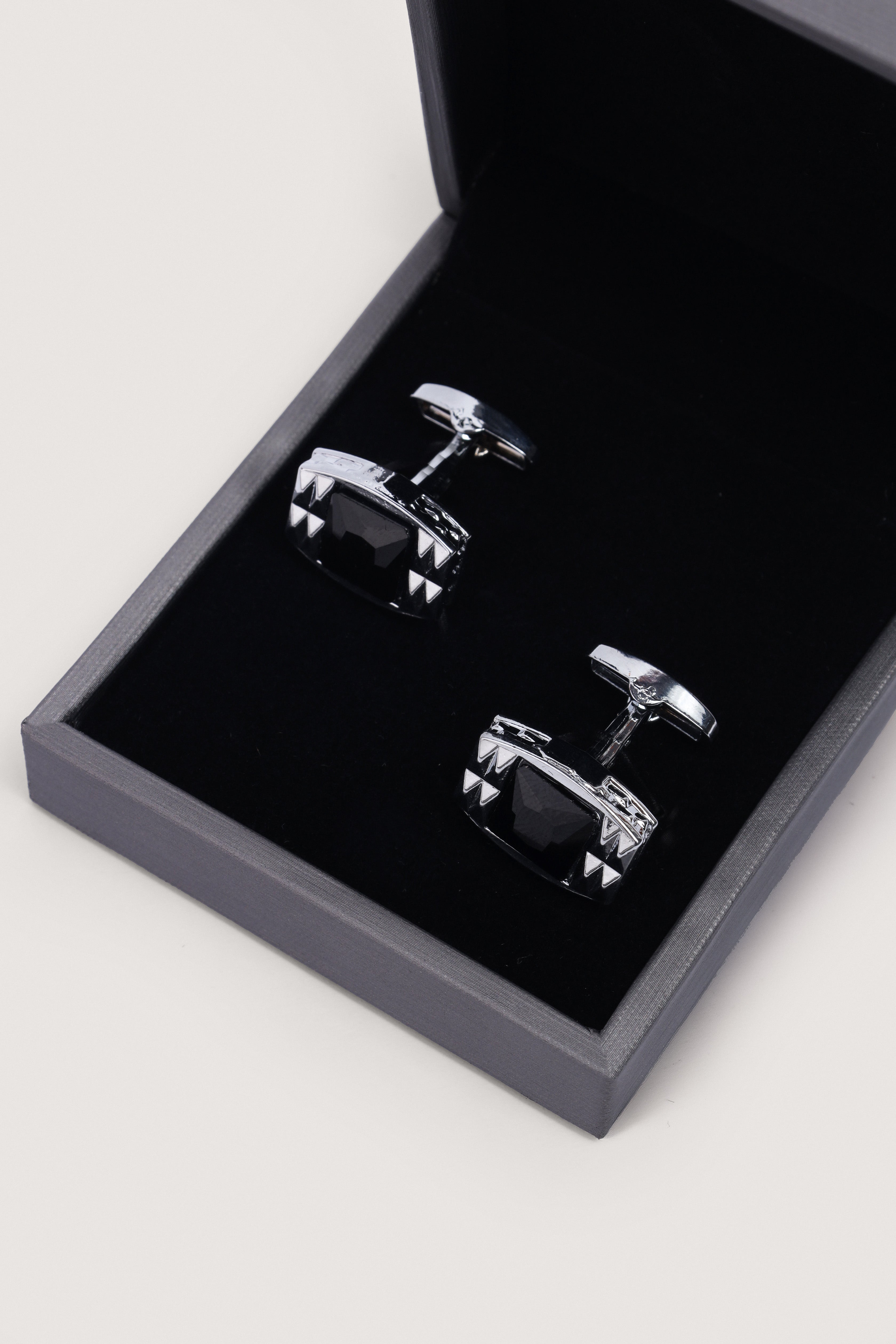 Black rectangular cufflinks