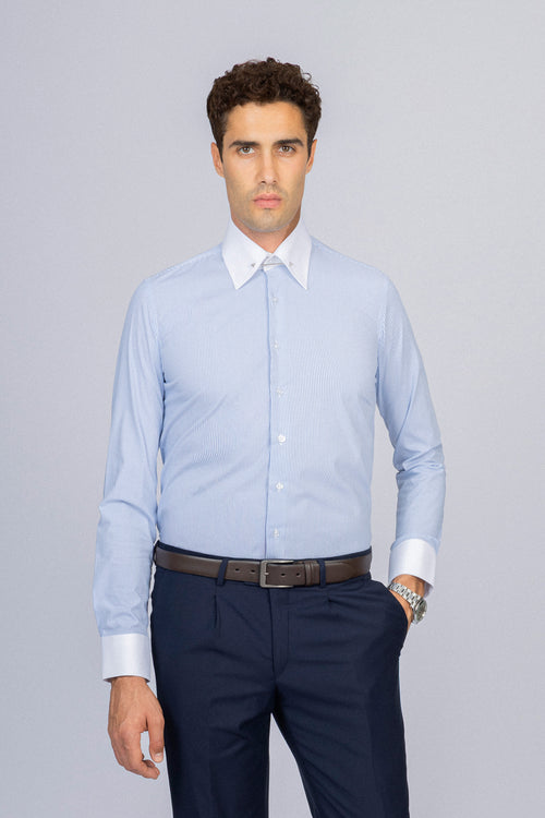 Striped Light Blue Bamboo Classic Shirt