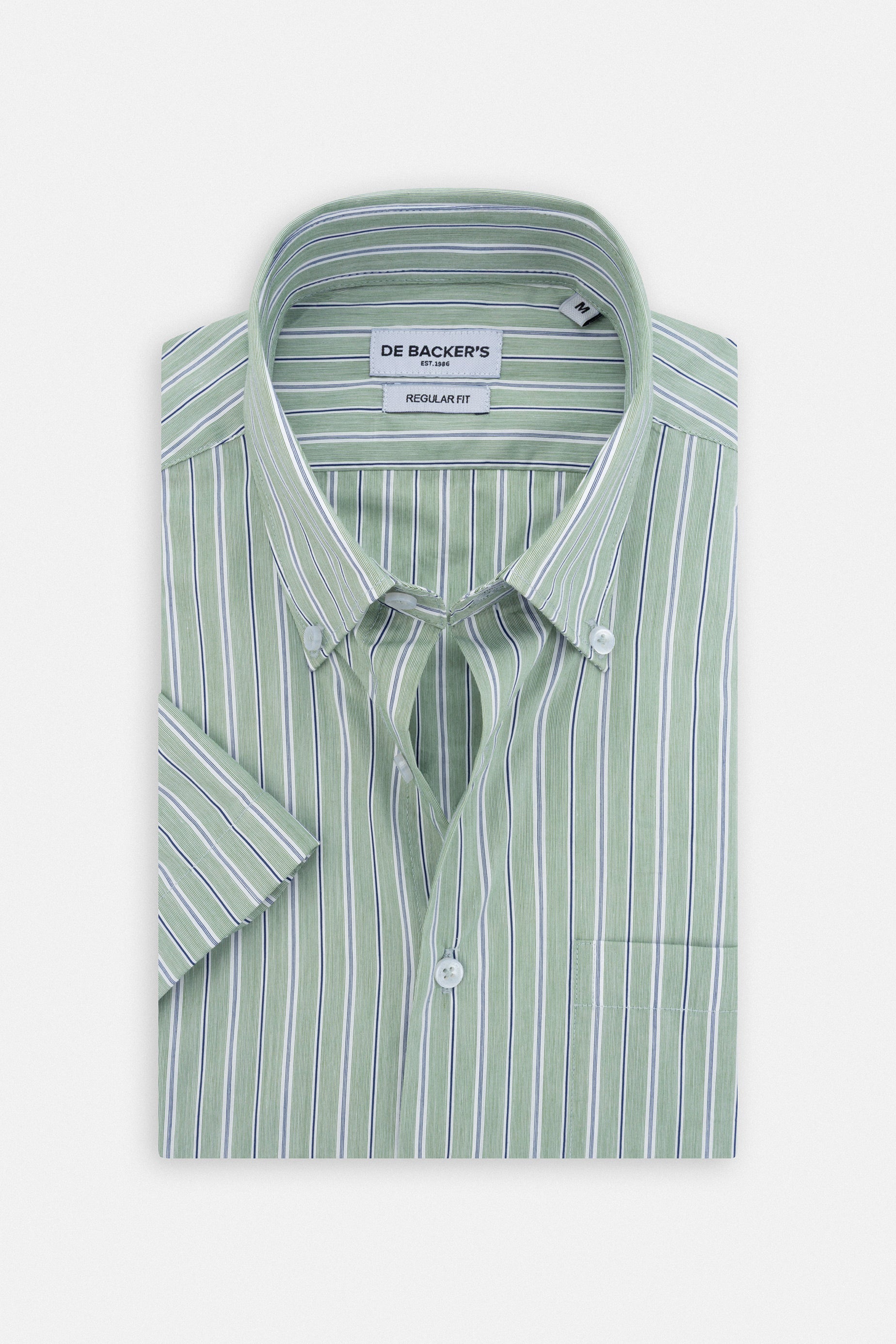 Striped Sage Green Short Sleeves Shirt
