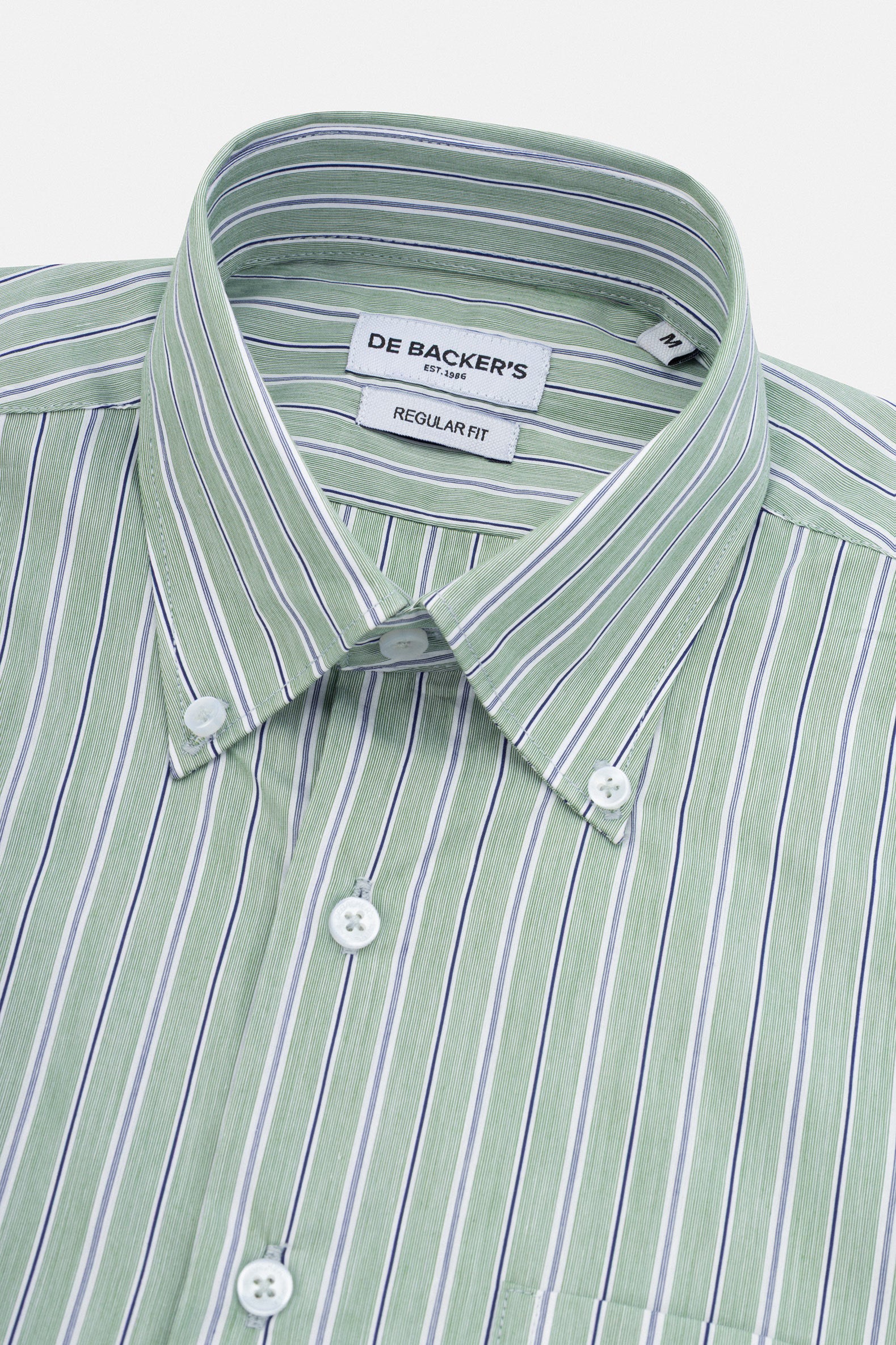 Striped Sage Green Short Sleeves Shirt