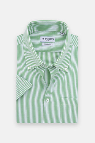 Striped Light Green Short Sleeves Shirt