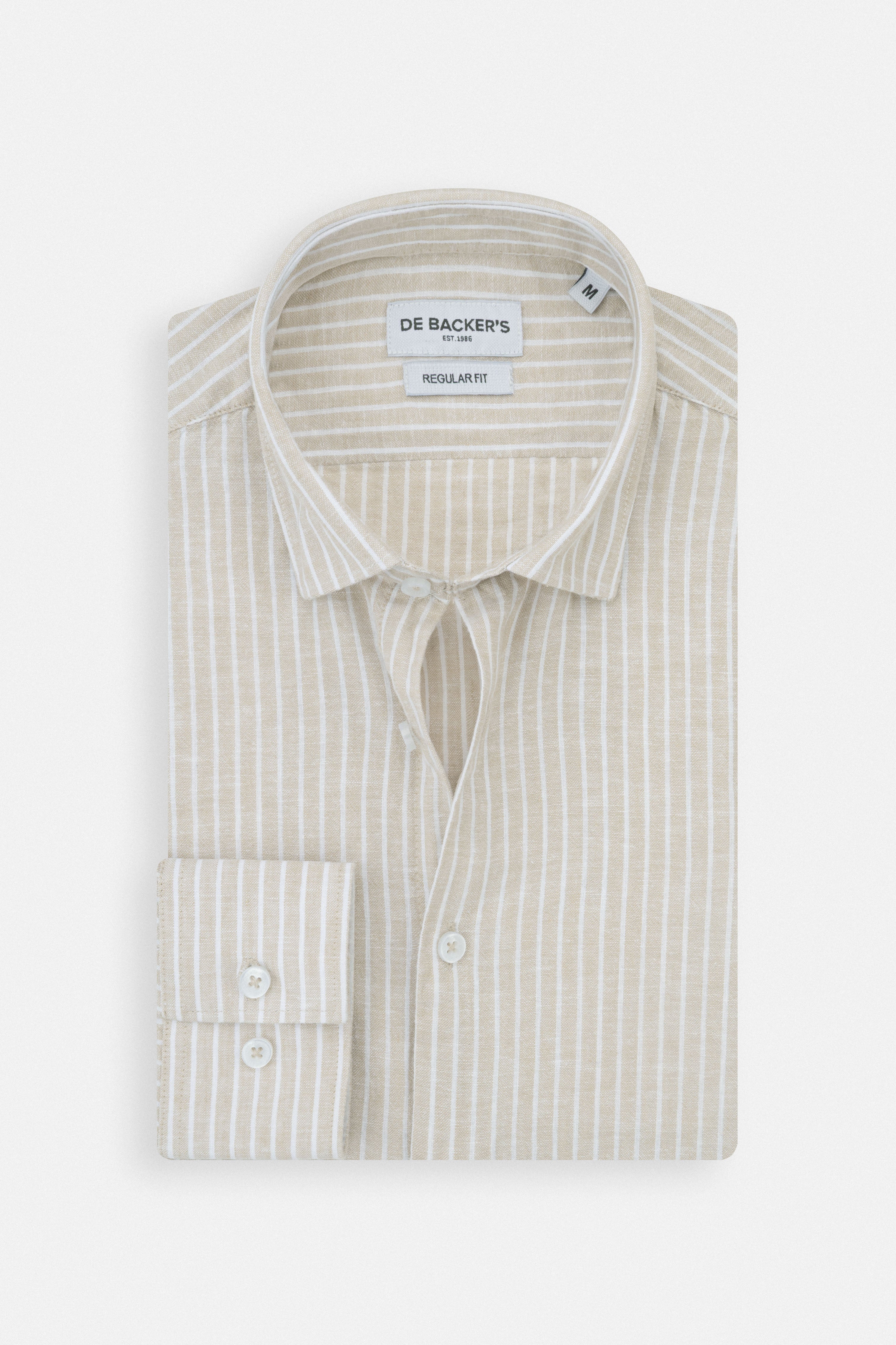 Striped Light Beige Smart Casual Shirt