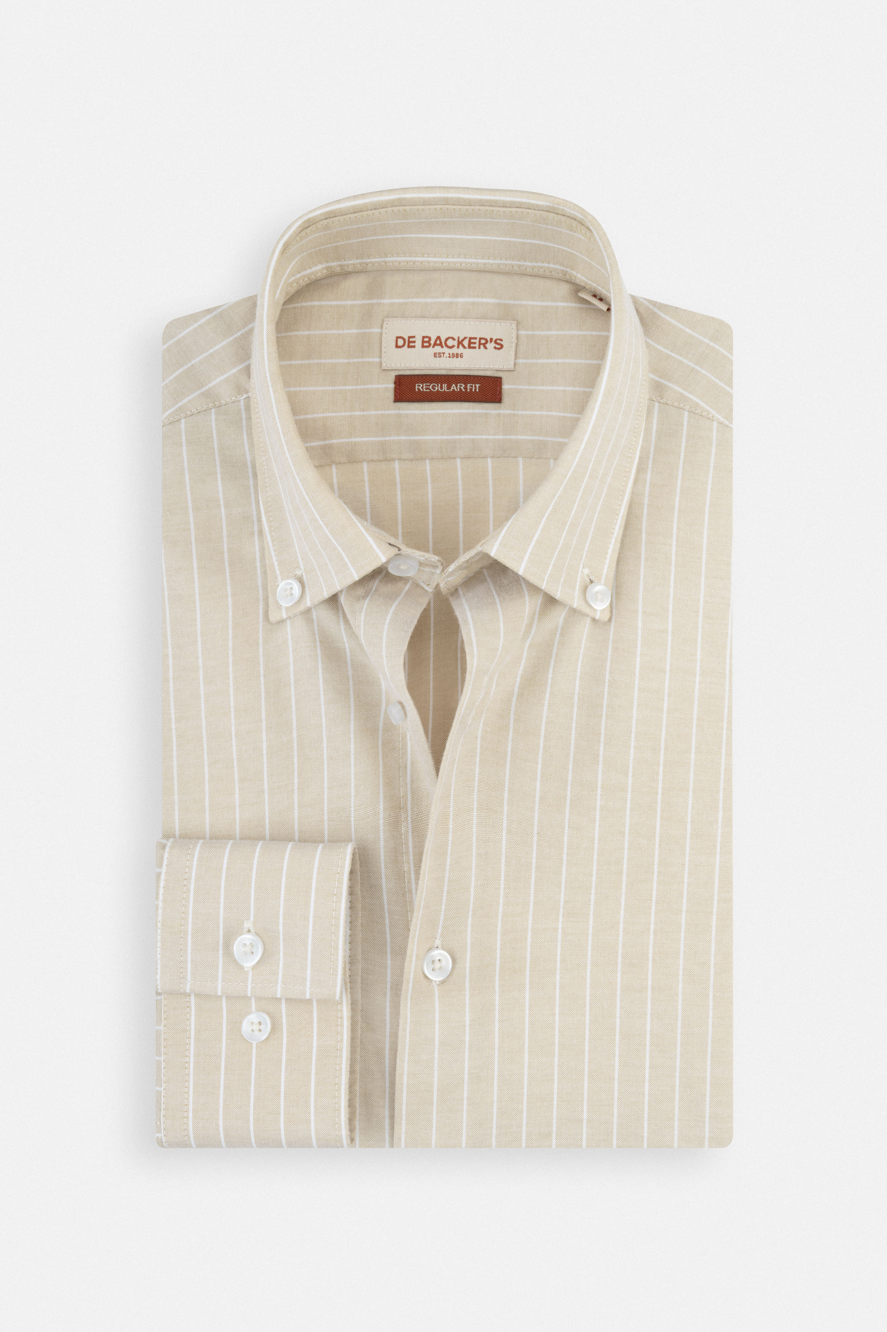 Striped Light Beige Smart Casual Shirt