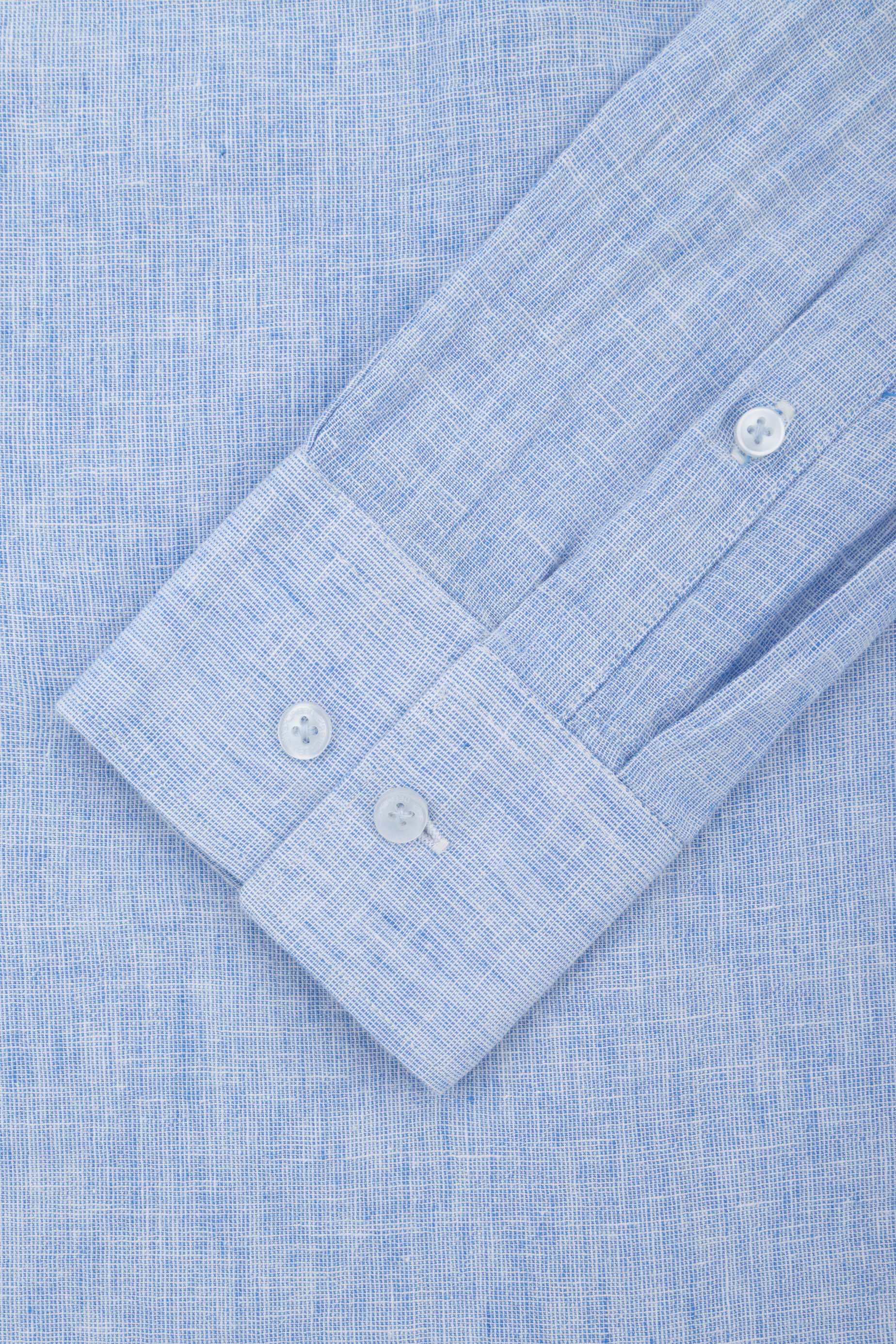 Light Blue Linen Blend Smart Casual Shirt