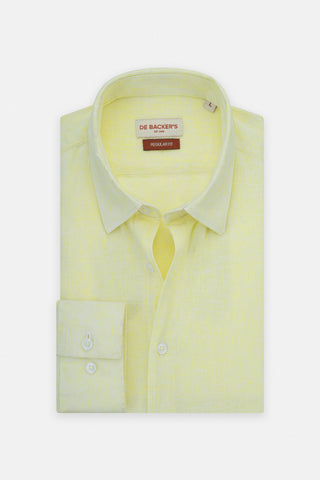Yellow Linen Blend Casual Shirt