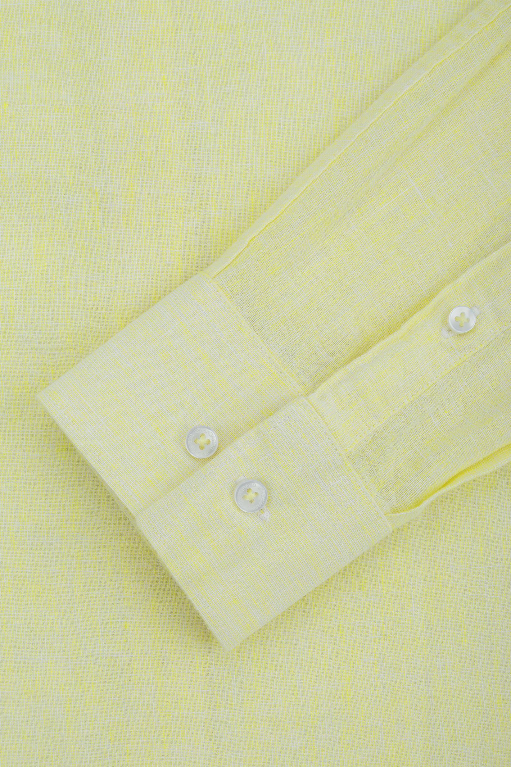 Yellow Linen Blend Casual Shirt