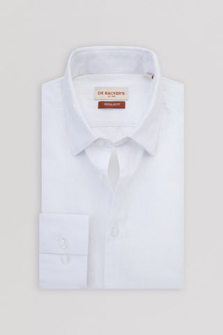White Linen Blend Casual Shirt