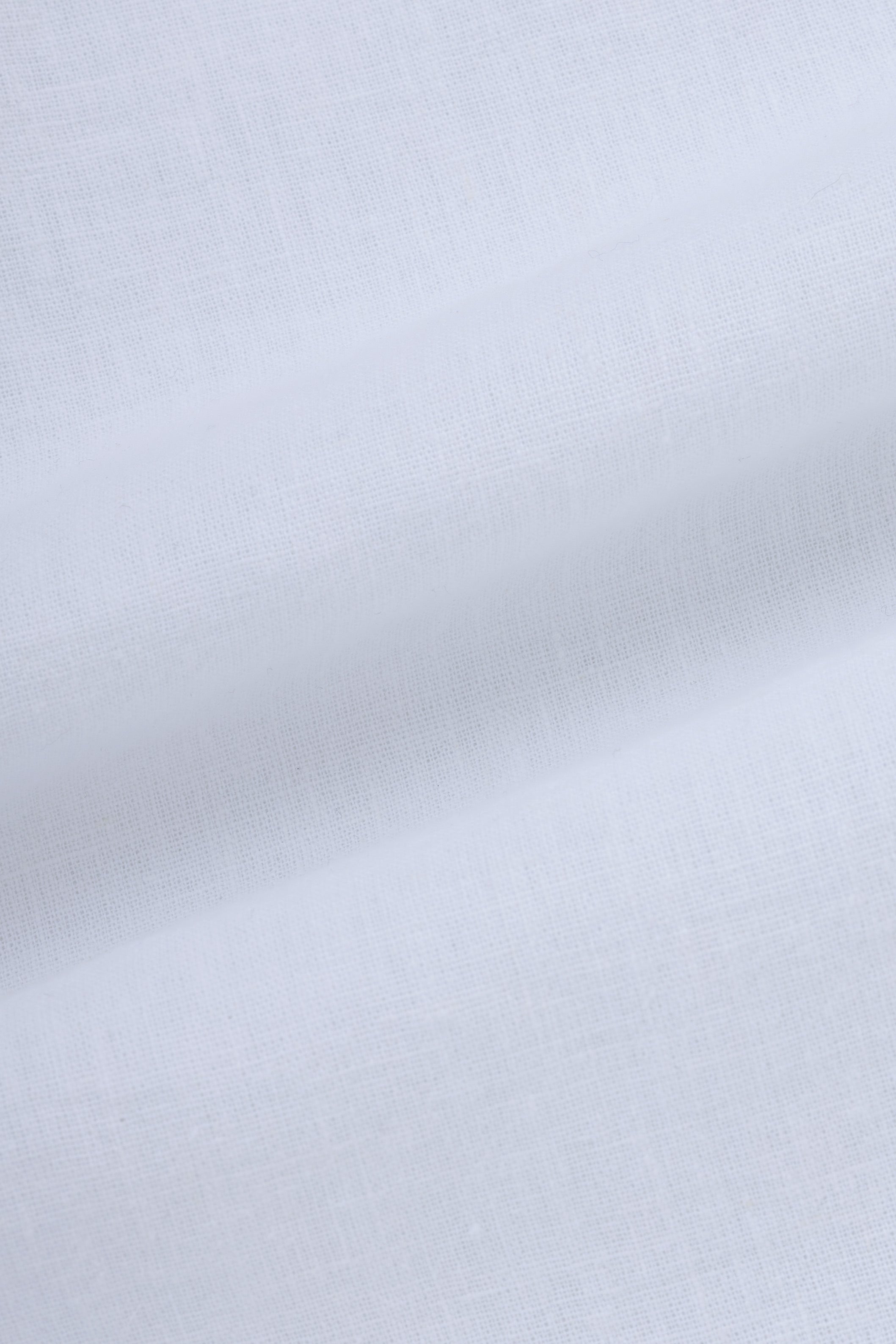 White Linen Blend Casual Shirt