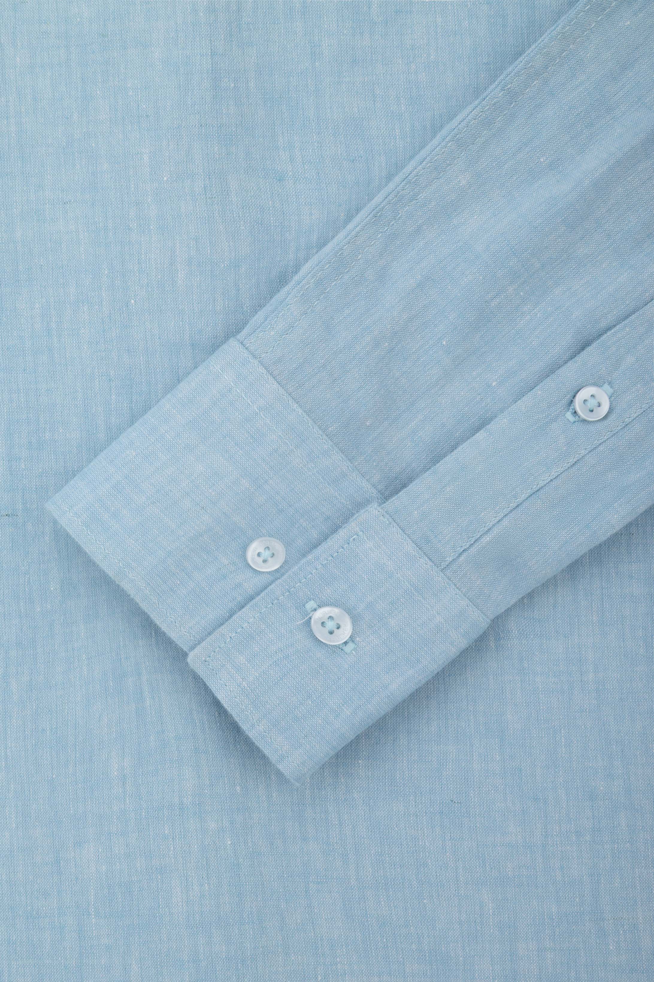 Light Blue Linen Blend Smart Casual Shirt