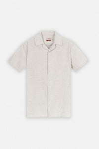 Light Beige Linen Blend Short Sleeves Shirt