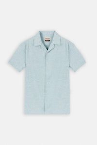 Light Blue Linen Blend Short Sleeves Shirt