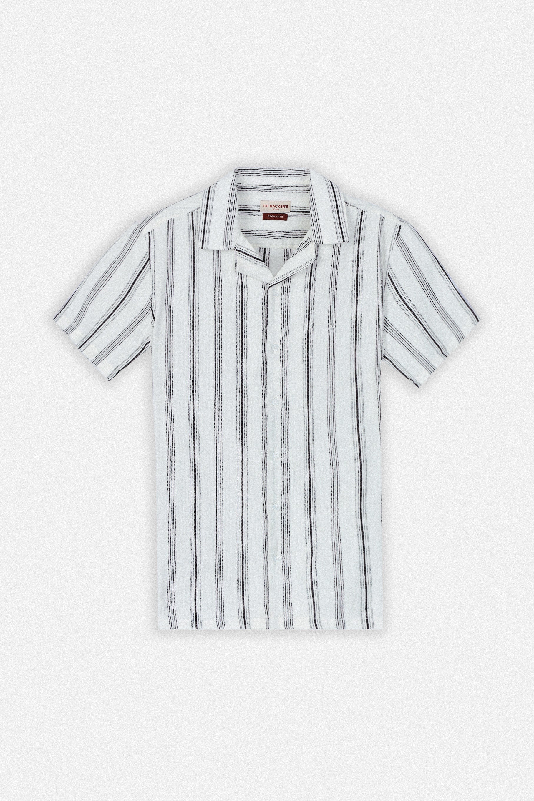 Striped  Dark Gray Linen Look Short Sleeves Shirt