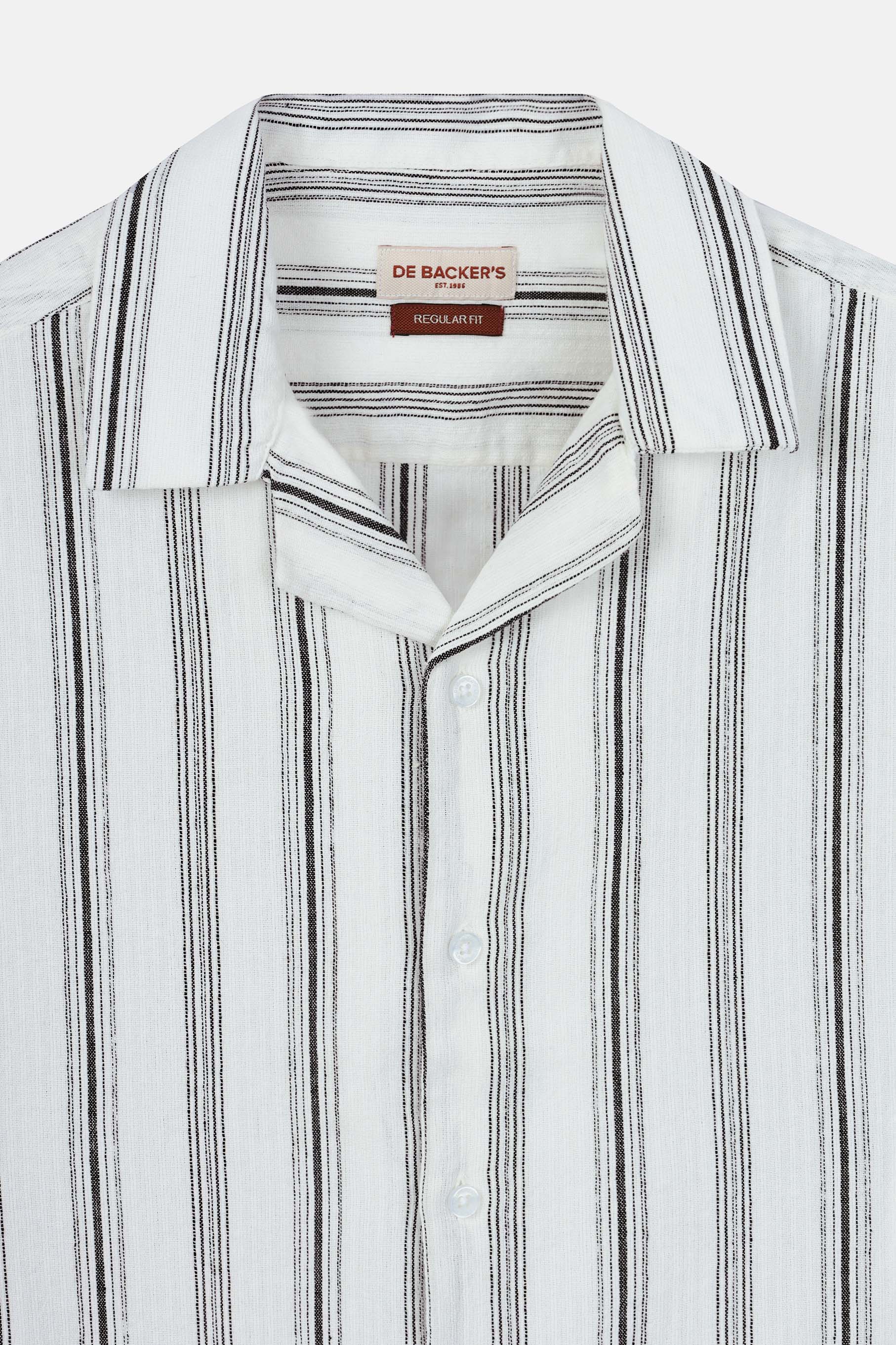 Striped  Dark Gray Linen Look Short Sleeves Shirt