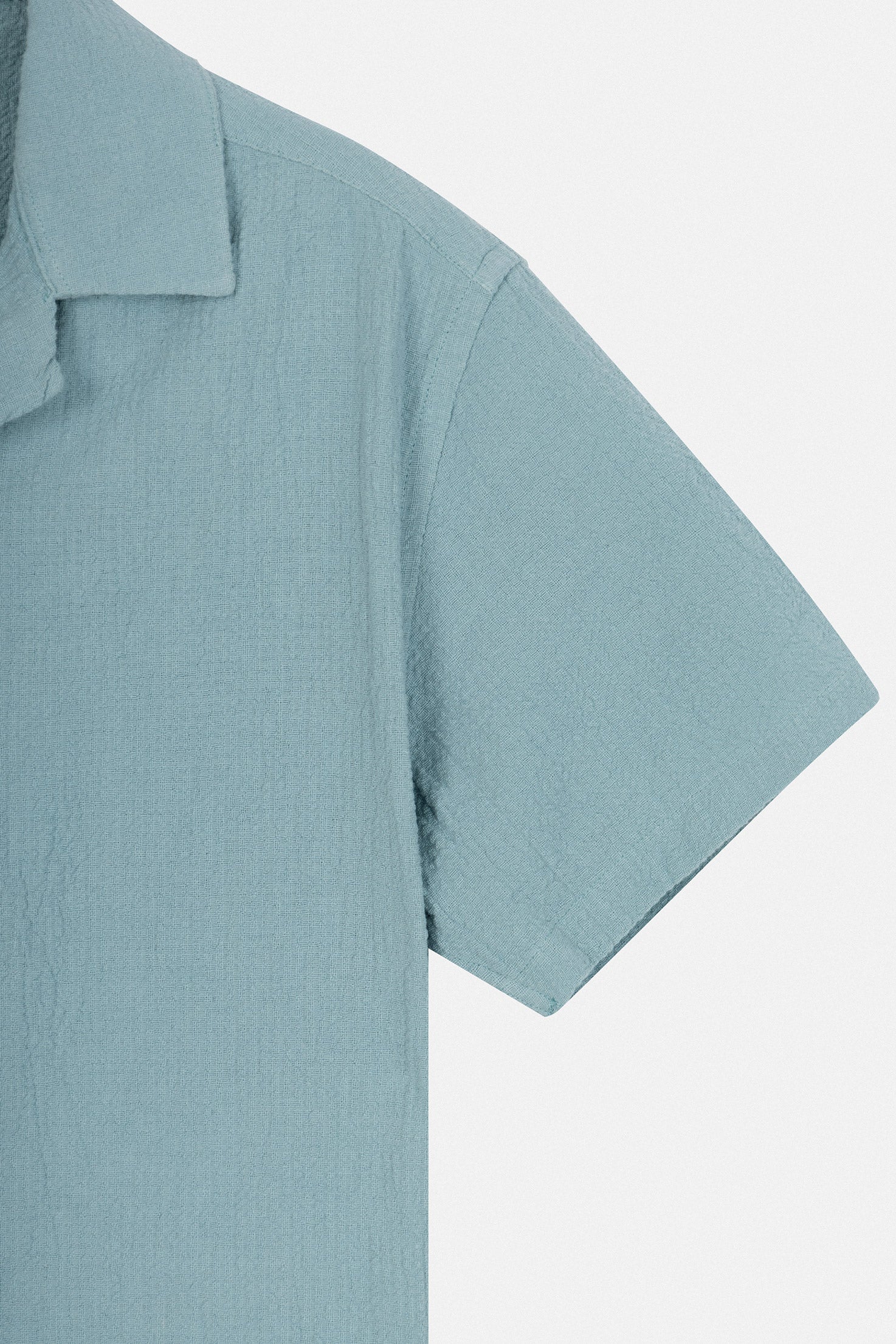Jacquard Turquoise Short Sleeves Shirt