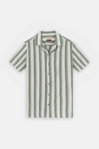 Striped Light Green Short Sleeves Shirt