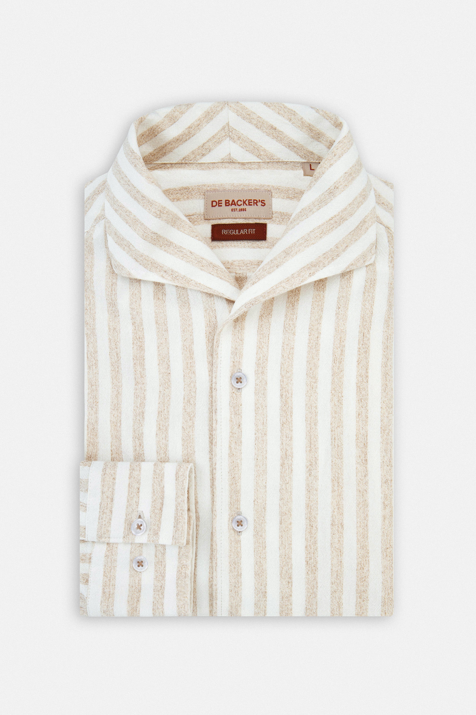 Striped Beige Linen Blend Casual Shirt