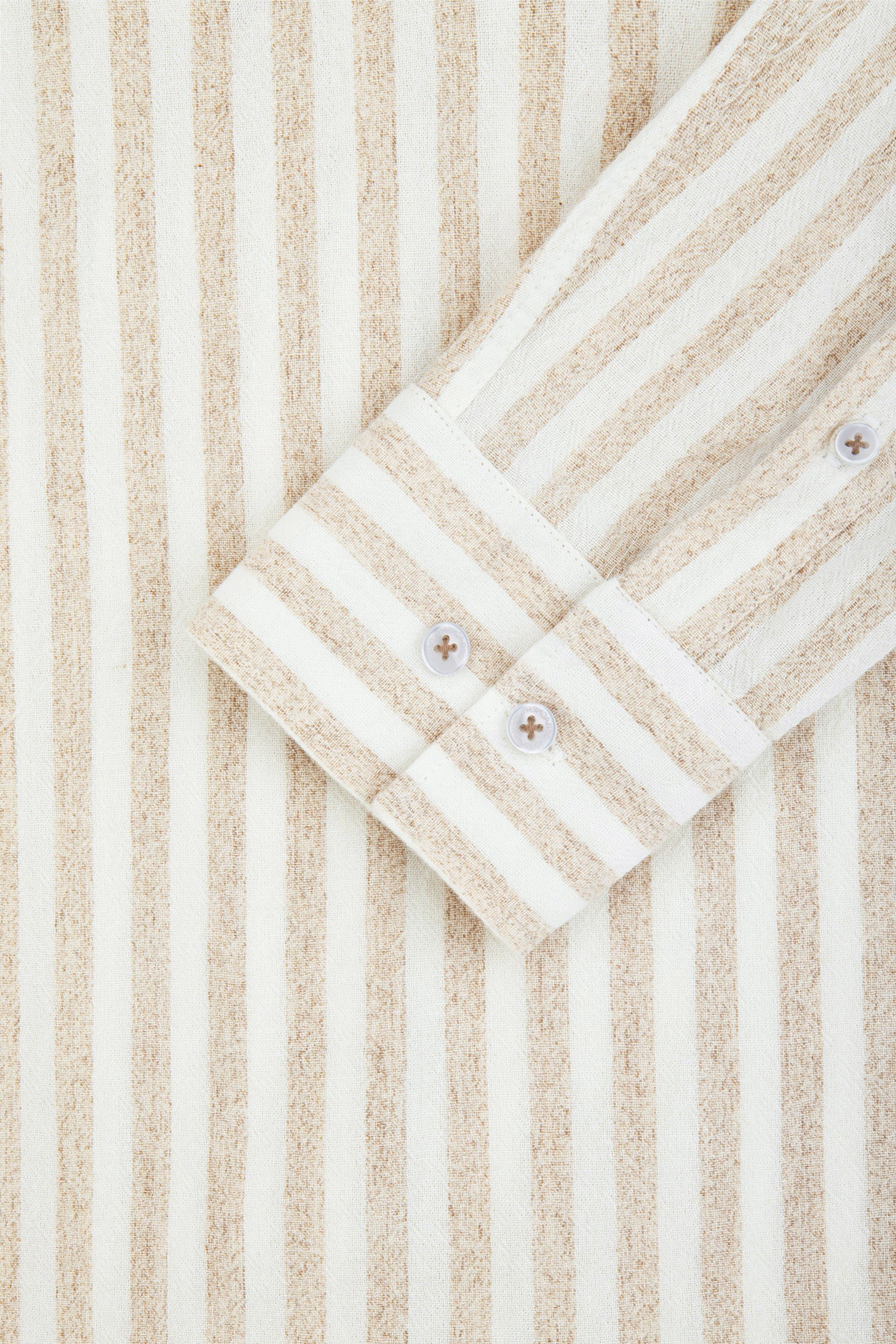 Striped Beige Linen Blend Casual Shirt