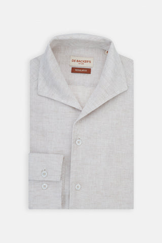 Light Beige Linen Blend Casual Shirt