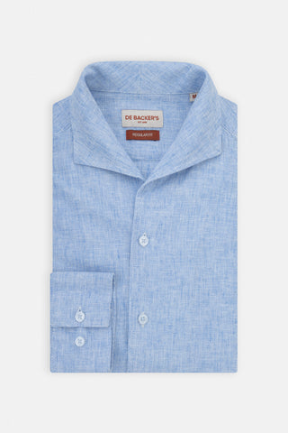 Light Blue Linen Blend Casual Shirt