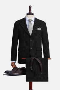 Striped Black Formal Suit