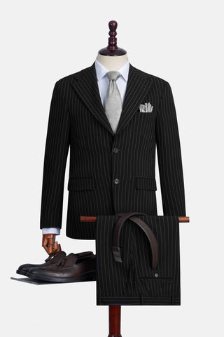 Striped Black Formal Suit